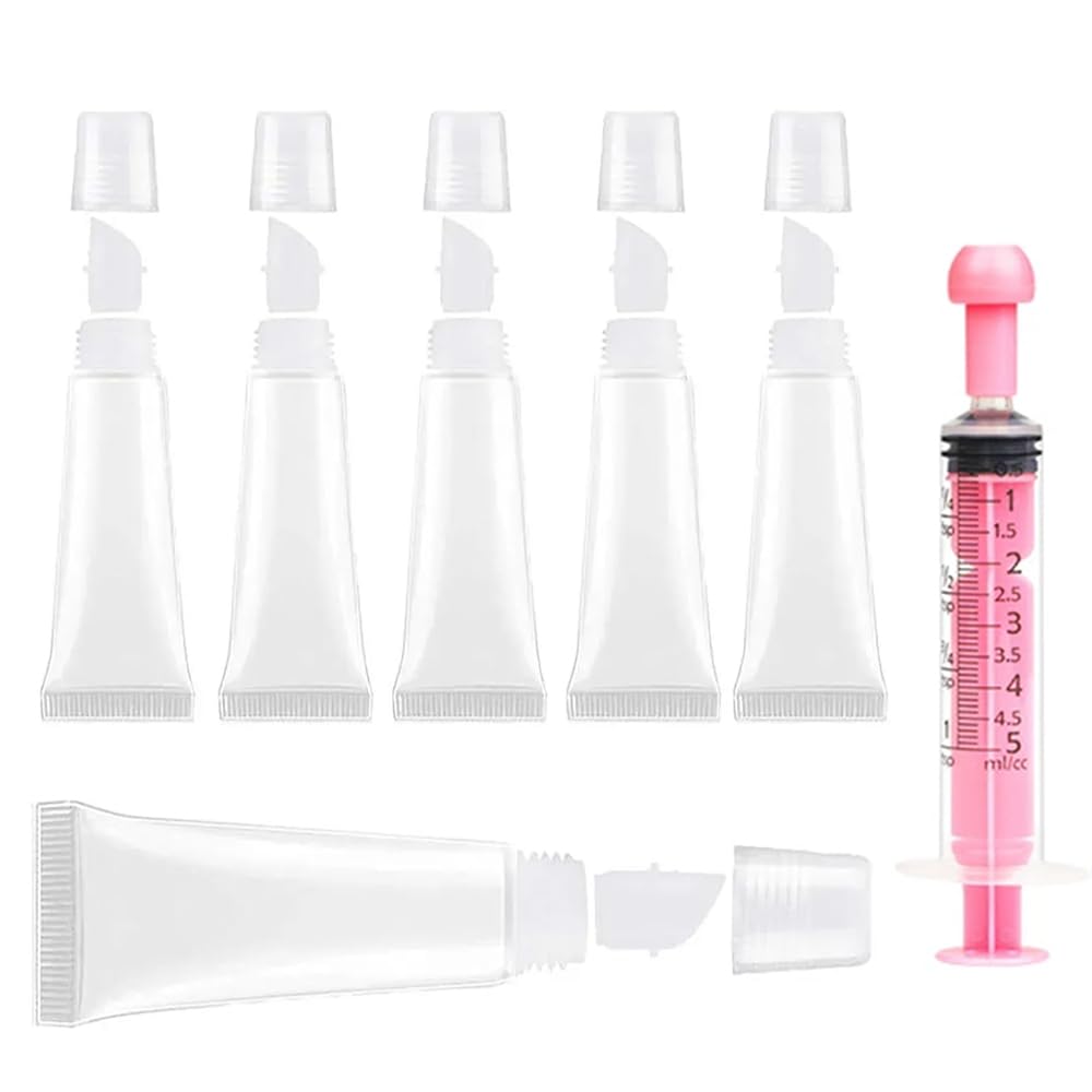 6PCS 8ml Clear Refillable Squeeze Tubes - Empty Lip Gloss Containers for DIY Lip Balm, Lotion, Essential Oils - Travel-Friendly Toiletries & Makeup Accessories - Perfect for Home, Salon, and On-the-Go Use