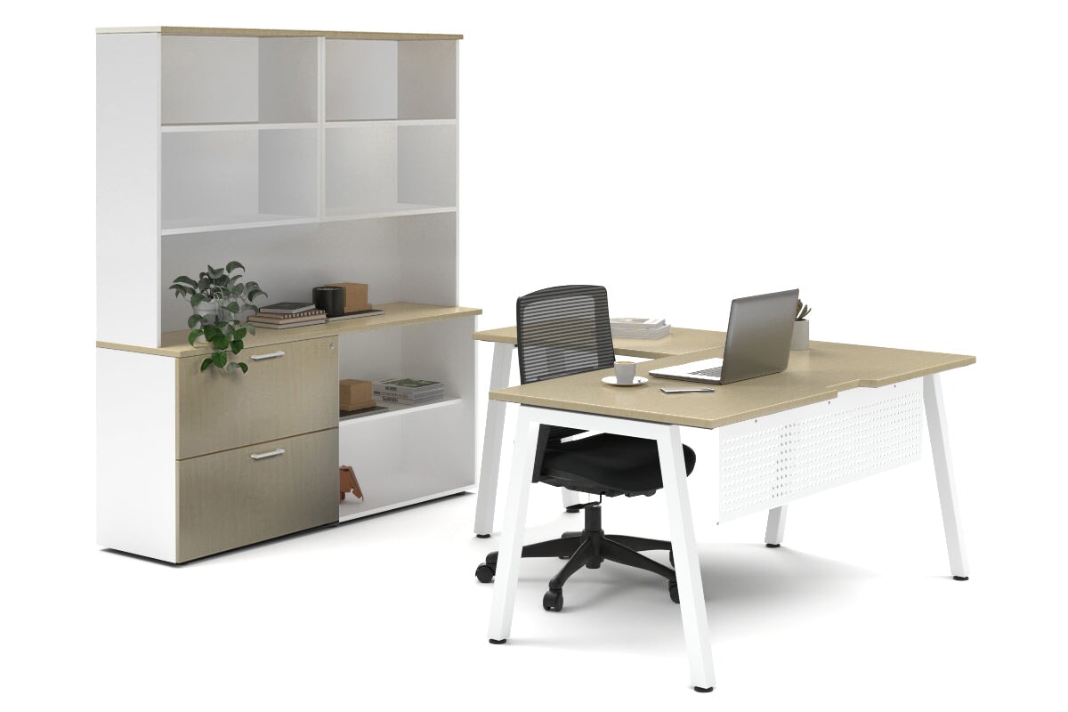 Quadro A Legs L-Shaped Executive Desk with White Legs [1600L x 1700W] - Perfect for Home Office & Modern Workspace Setup