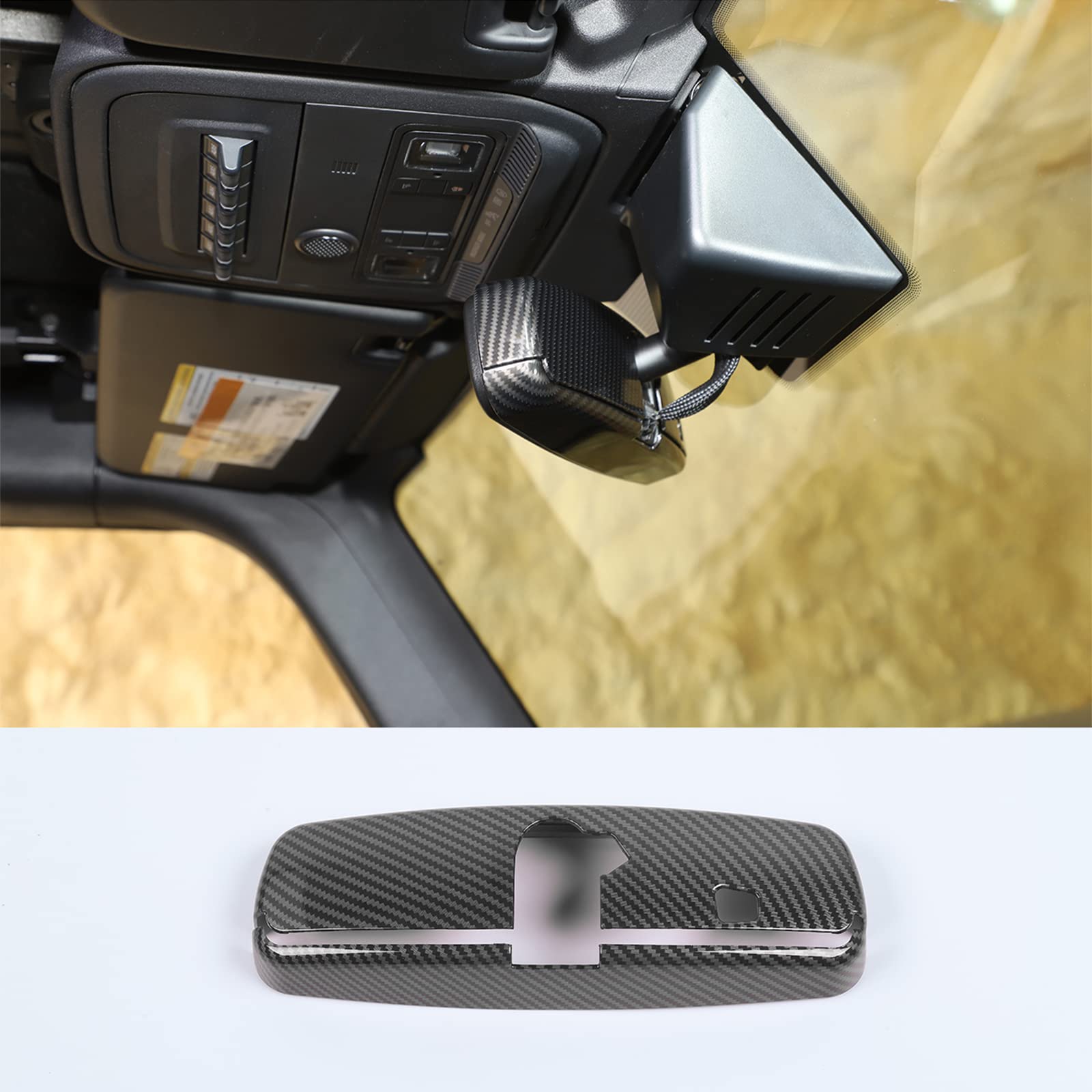 AEISOY Carbon Fiber Interior Mirror Trim Cover for Ford Bronco 2021+ | Car Accessories Upgrade | Enhances Dashboard Style & Protects Mirror Housing | Perfect for Off-Road Adventures & Daily Commutes