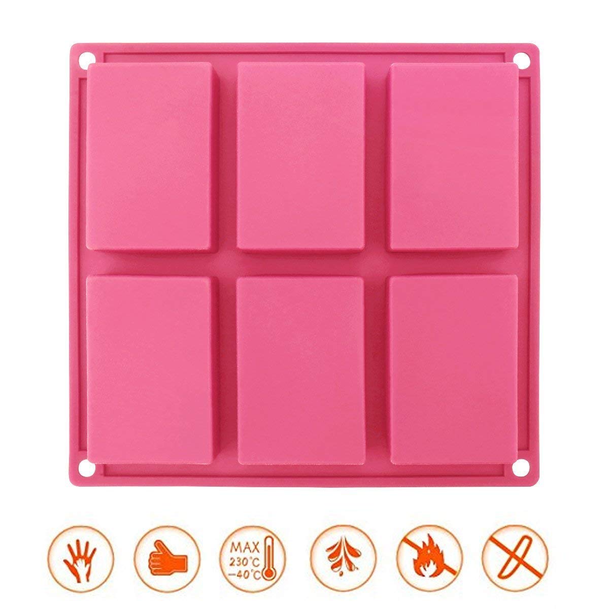 Premium Silicone Soap Molds - 6 Cavity Reusable Baking Mold for Soap Making, Cakes, Muffins, Brownies & Cornbread | Non-Stick & Easy Clean | Perfect for DIY Crafts, Home Baking & Gift Making