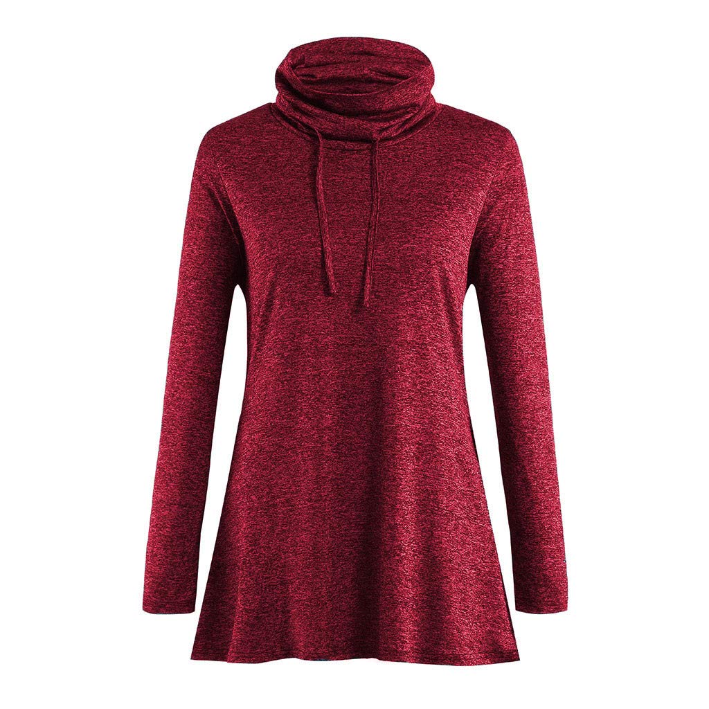 Women's Lightweight Casual Long Sleeve Cowl Neck Tunic Sweatshirt with Pockets - Perfect for Layering, Workwear & Everyday Comfort