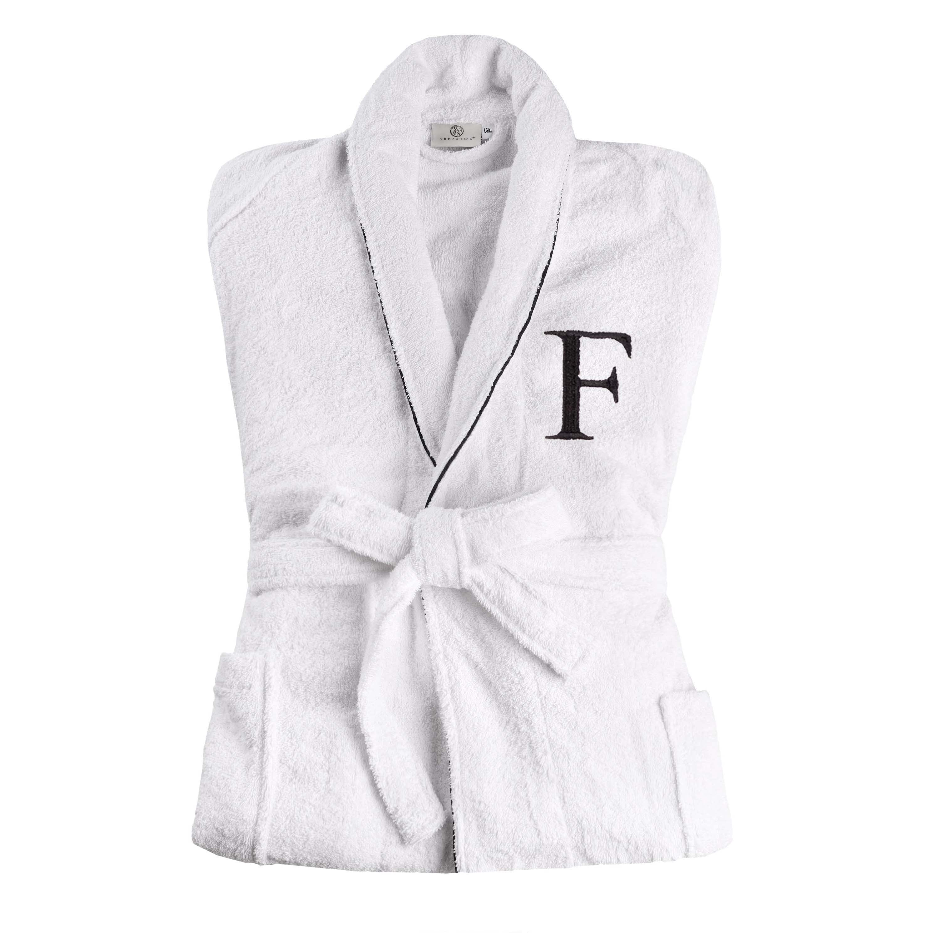Premium Cotton Unisex Bathrobe for Adults - Soft, Fluffy & Highly Absorbent - White Embroidered Spa Robe for Relaxation, Hotels & Home Comfort
