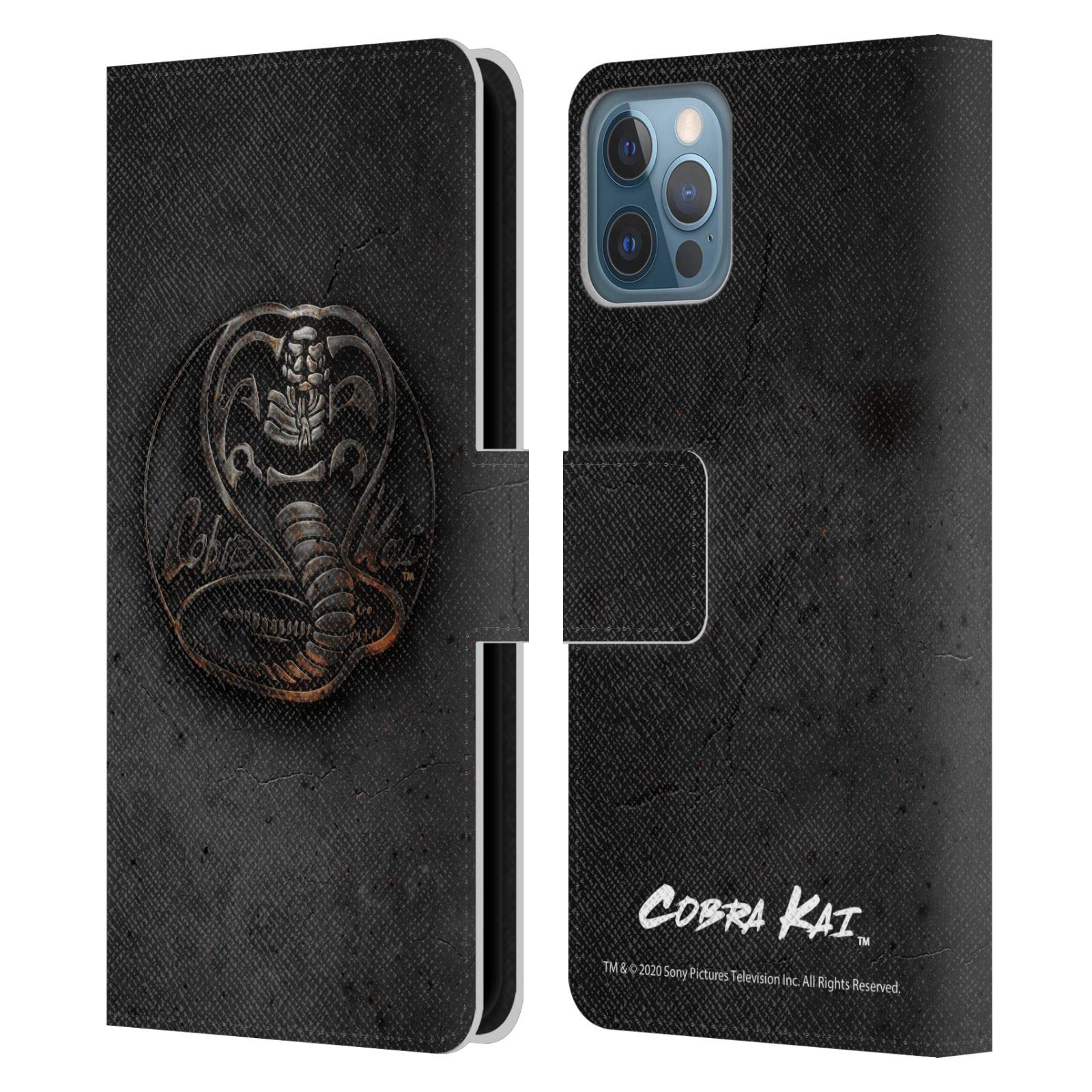 Official Cobra Kai Leather Wallet Case for iPhone 12/12 Pro - Licensed Metal Logo Design - Perfect for Fans, Daily Use & Gift Giving