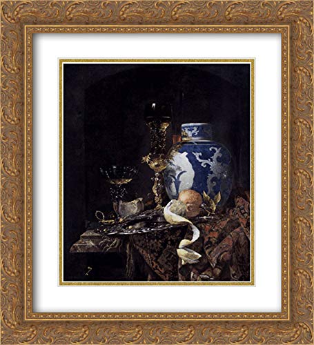 Willem Kalf Late Ming Ginger Jar 20x22 Gold Ornate Frame Double Matted Museum Art Print - Perfect for Home Decor, Living Room Wall Art & Office Display