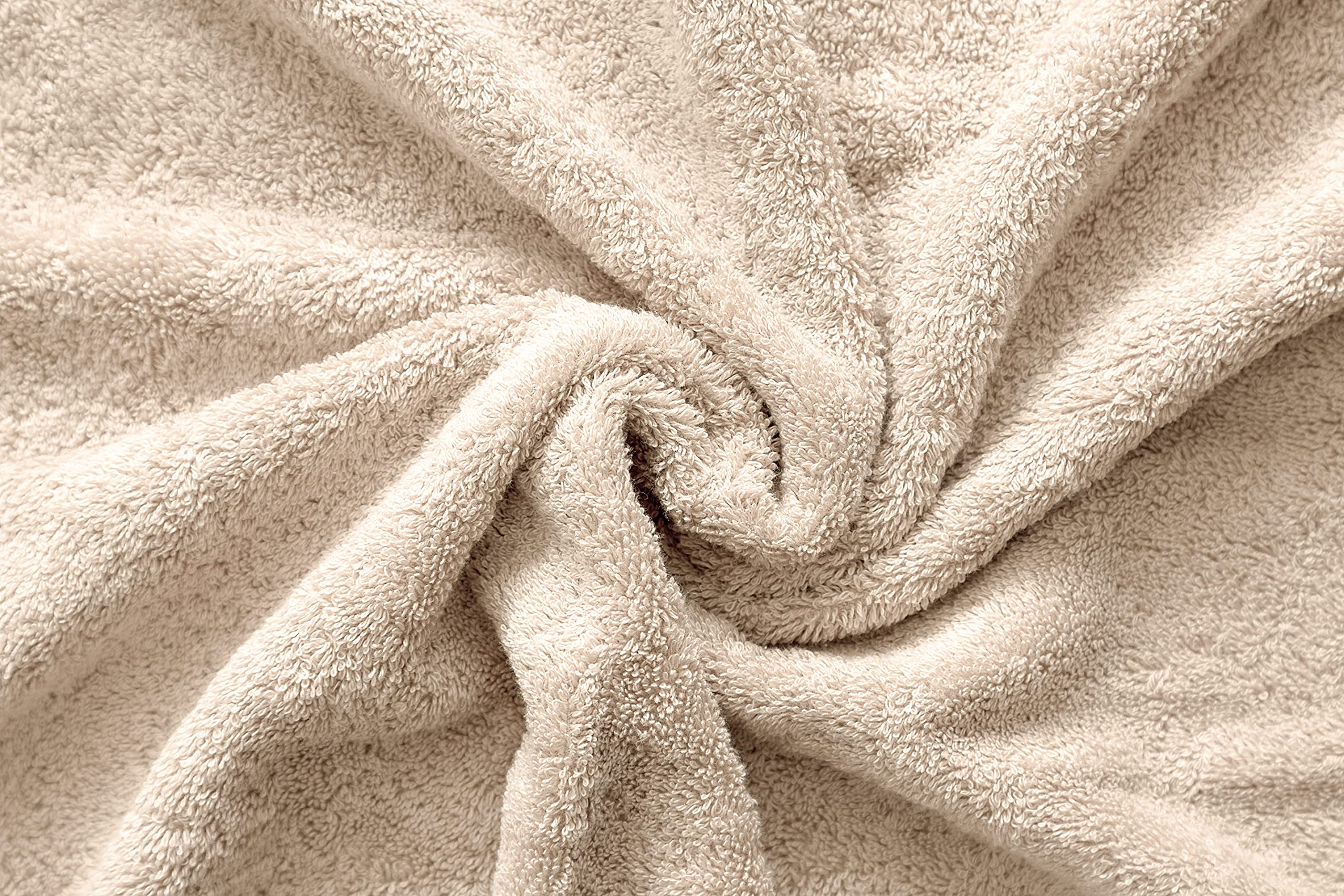 Premium 100% Cotton Turkish 6-Piece Bath Towel Set - 2 Bath Towels, 2 Hand Towels & 2 Washcloths - Ultra Soft & Absorbent Luxury Towels for Spa, Bathroom & Guest Essentials (Beige)