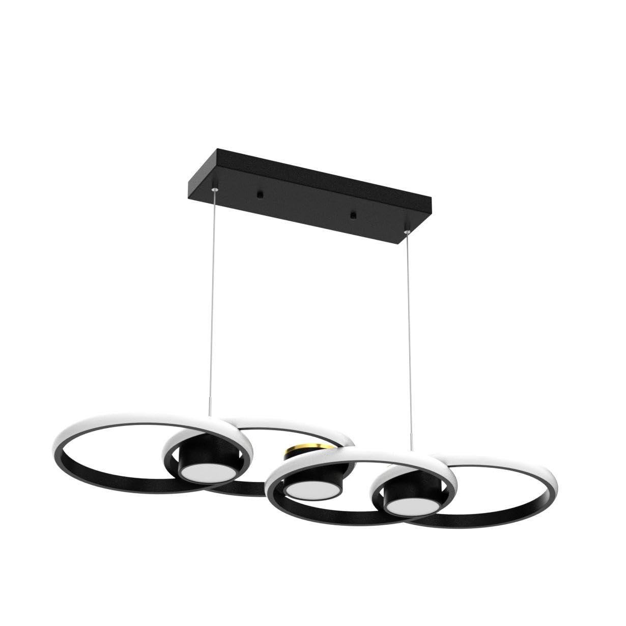 Modern 33-inch Black LED Chandelier Ceiling Light - 82W Dimmable Pendant Light with Remote Control (3000-6000K) - Perfect for Dining Room, Kitchen Island & Living Room Lighting