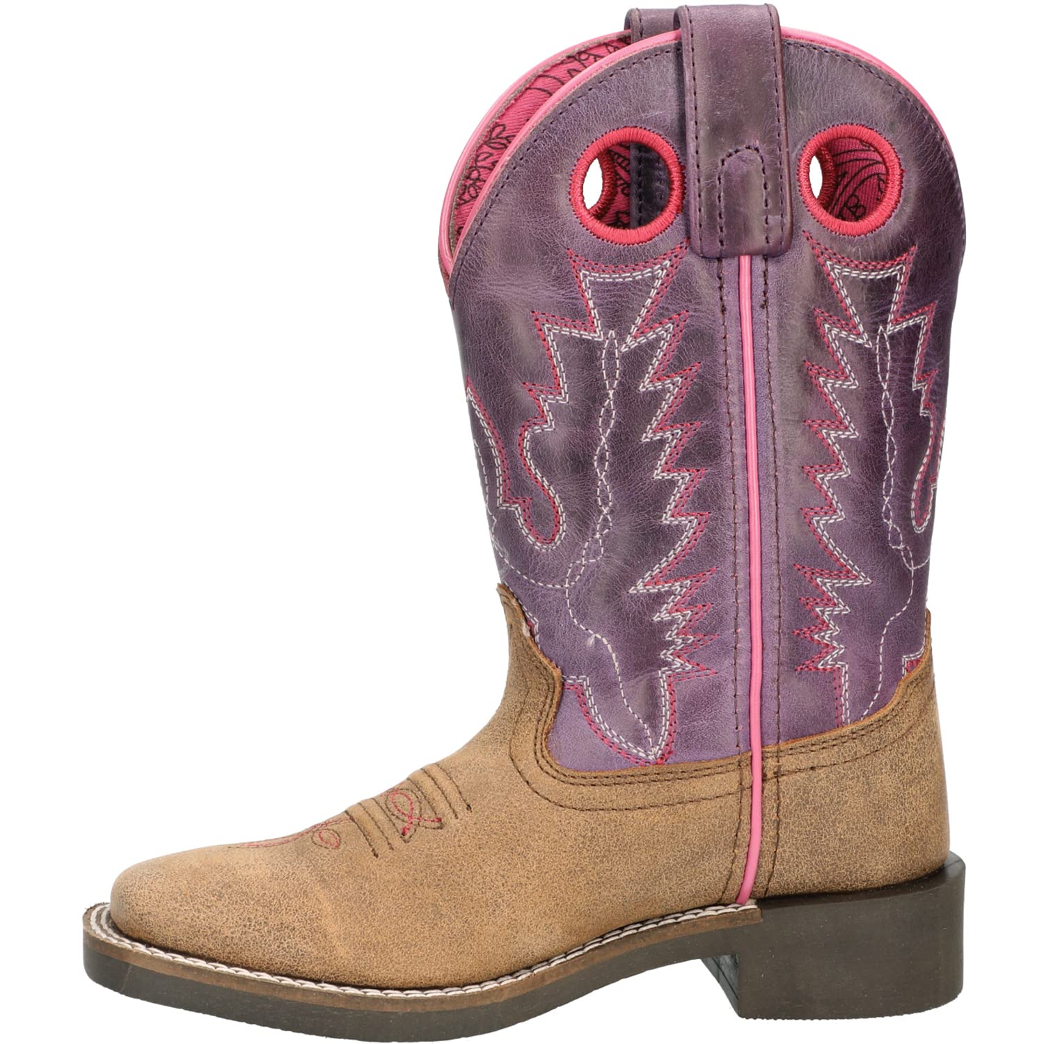 Smoky Mountain Women's Mesa Square Toe Pull On Brown Oil Distressed/Navy Crackle Boots - Comfortable Western Ankle Boots for Cowgirl Style, Outdoor Adventures & Country Fashion