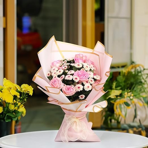 JOYIT 20 Sheets Pink Flower Wrapping Paper - 22.8