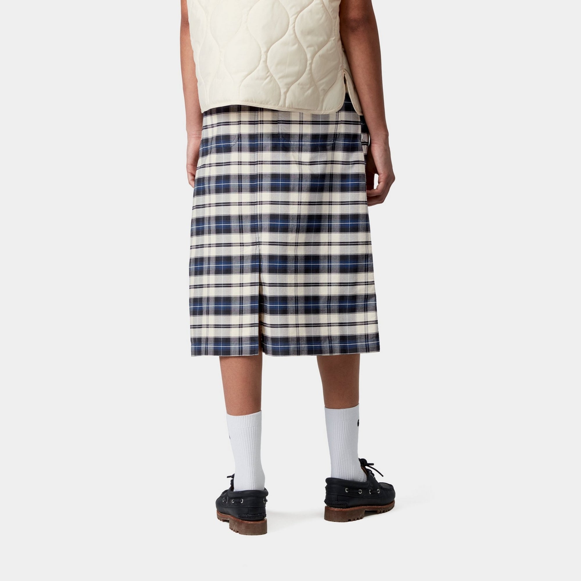 Tarbell Checkered Skirt for Women - Dark Navy & White Plaid Pattern | Casual & Office Wear | Perfect for Work, Dates & Everyday Outfits