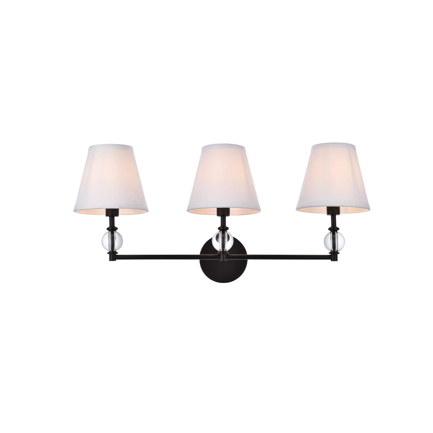 Bethany 3-Light Black Bathroom Wall Sconce with White Fabric Shade - Perfect for Vanity Lighting, Powder Room Decor & Spa-Style Bathroom Ambience