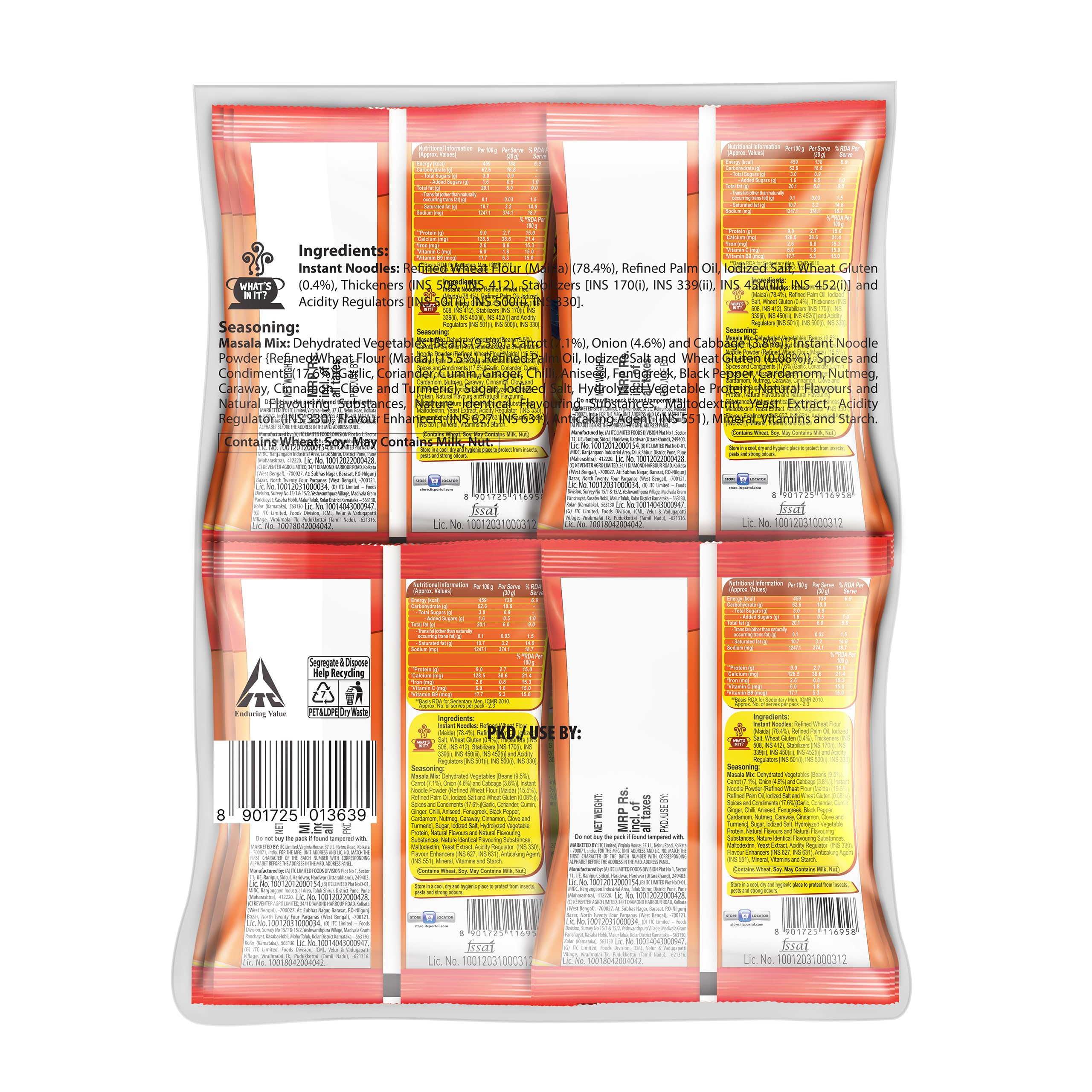 Sunfeast YiPPee! Magic Masala Instant Noodles - 12 Pack (720g-840g) | Non-Sticky, Vegetable Flavored | Quick Meal, Snack, or Lunch Solution for Busy Days