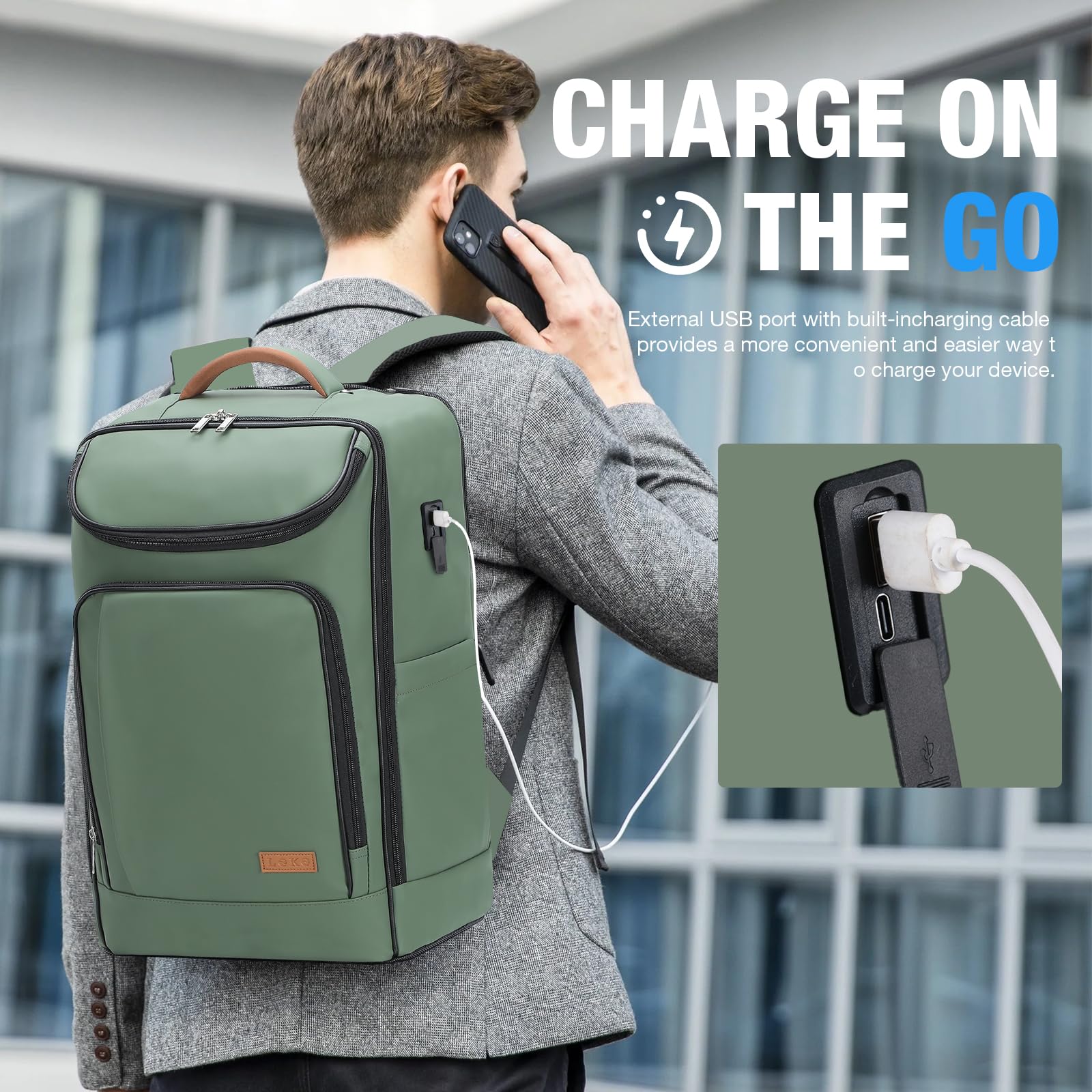 **18 Inch Waterproof Rolling Backpack with 360° Wheels – Airline Approved Convertible Travel Backpack for 15.6