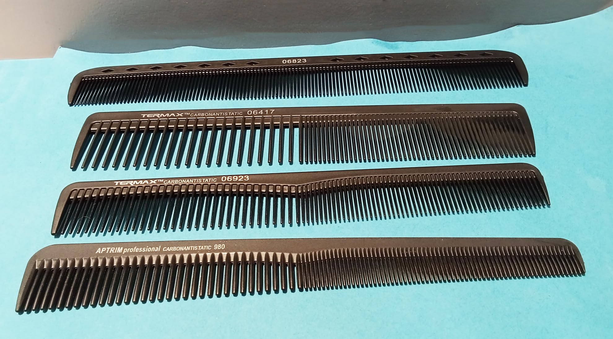 La Belleza 4-Pack Black Acrylic Hair Combs Set - Professional Hairdressing Comb & Bridal Hair Clips with Side Pins for Women & Girls - Perfect for Weddings, Parties & Everyday Styling (Black Acrylic Comb 1)