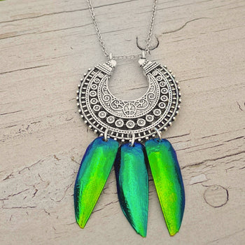Exotic Beetle Wing Necklace - Handmade Jewelry with Real Insect Wings - Perfect for Boho, Gothic & Nature Lover Fashion Accessories