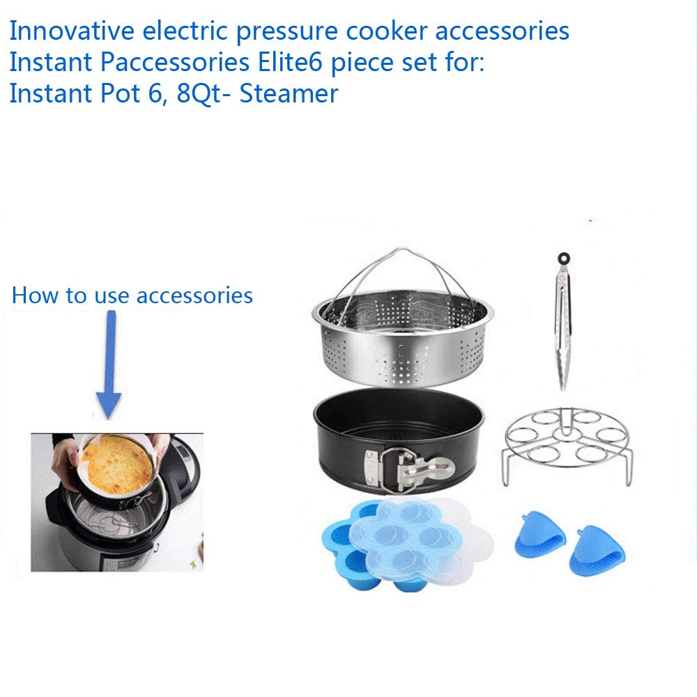 **Gaone 6-Piece Air Fryer Accessories Kit - 7-Inch Steamer Basket, Non-Stick Cake Mold for 8QT Pressure Cooker | Perfect for Baking, Steaming & Healthy Cooking**