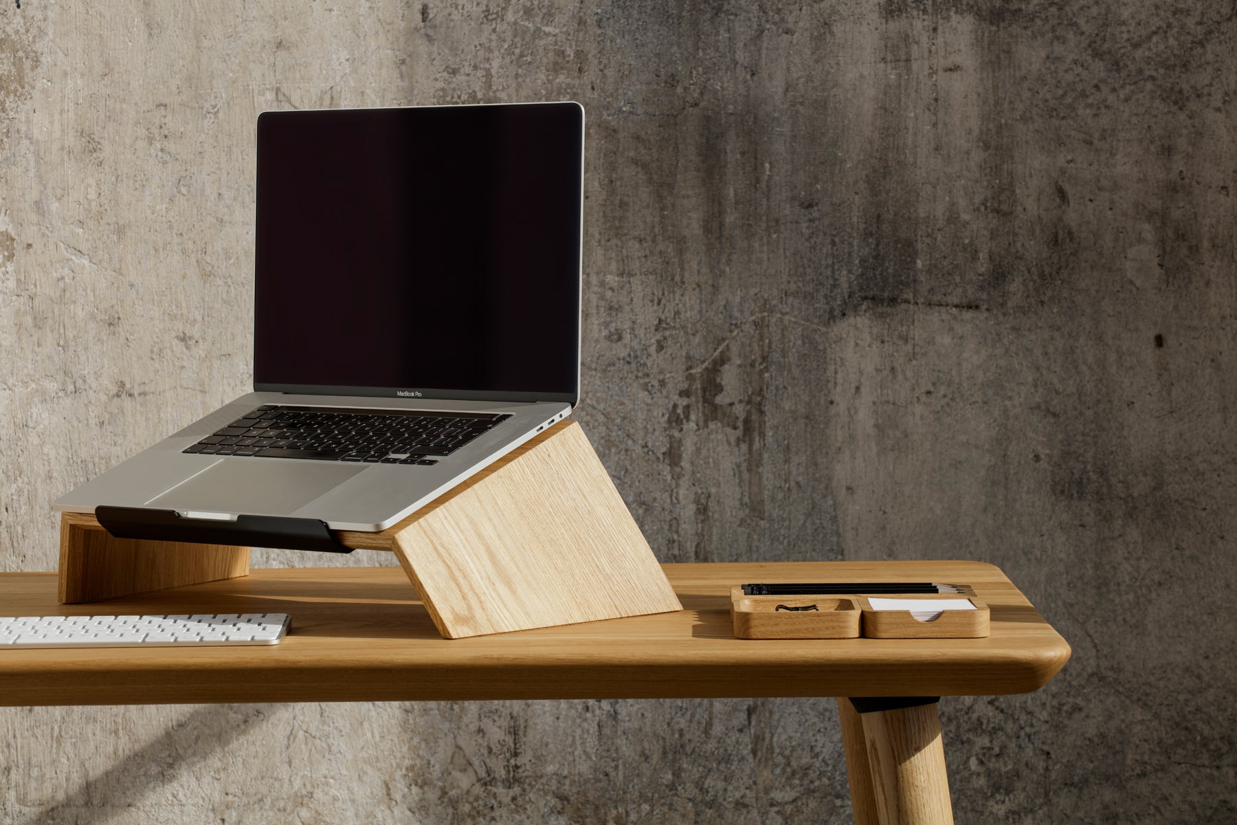Ergonomic Solid Wood Laptop Stand for Desk - Adjustable Height & Angle, Space-Saving Computer Riser for Home Office, Gaming, and Workstation Setup