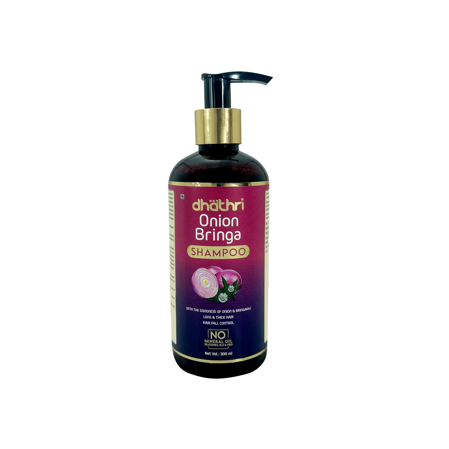 Dhathri Onion Bhringraj Shampoo for Hair Growth & Hair Fall Control - 300ml | Natural Scalp Soothing & Hair Follicle Protection | Perfect for Dry, Damaged Hair & Daily Hair Care Routine