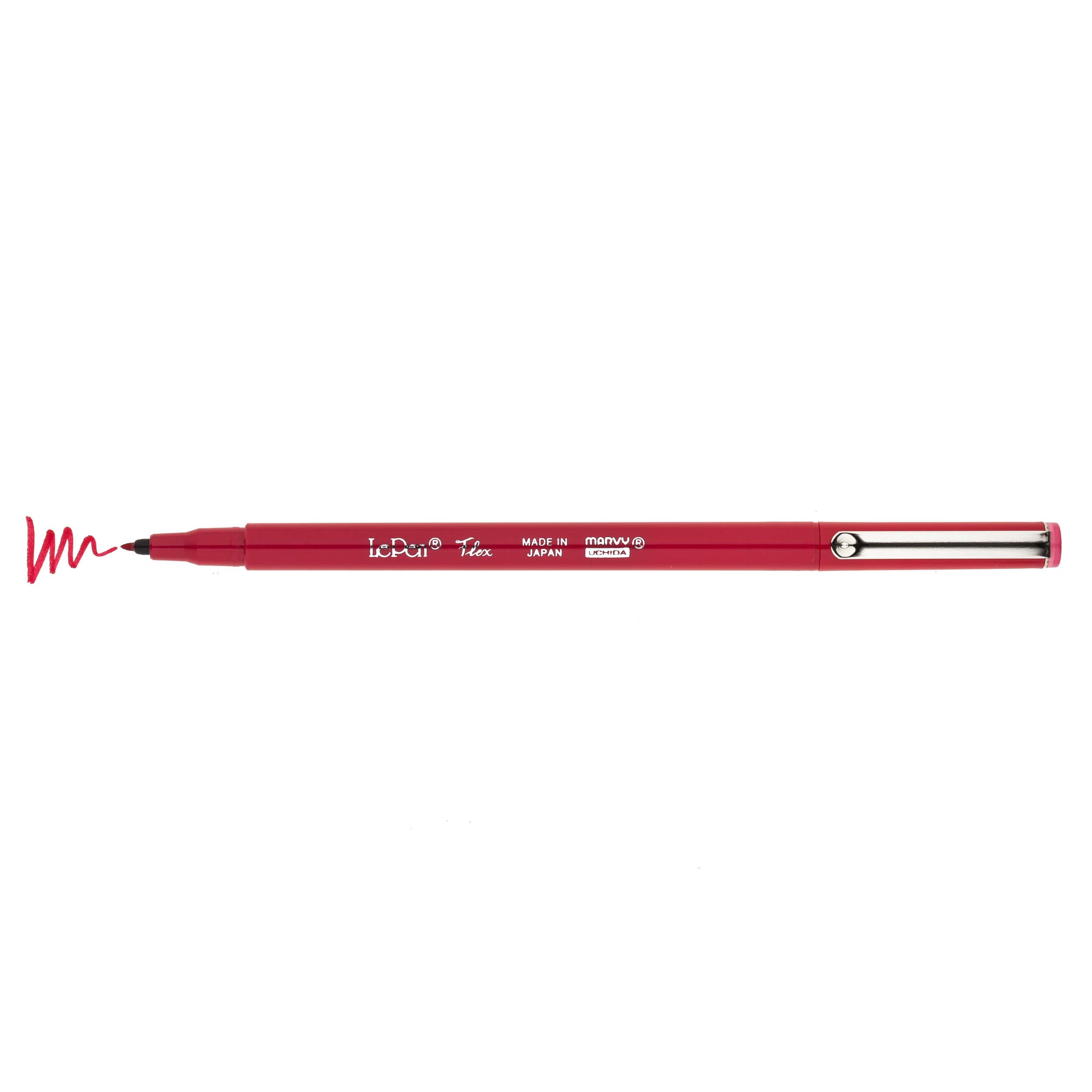 Uchida of America Le Pen Flex Fine Point Marker - Red Ink, Smooth Writing for Journaling, Note Taking & Art Projects