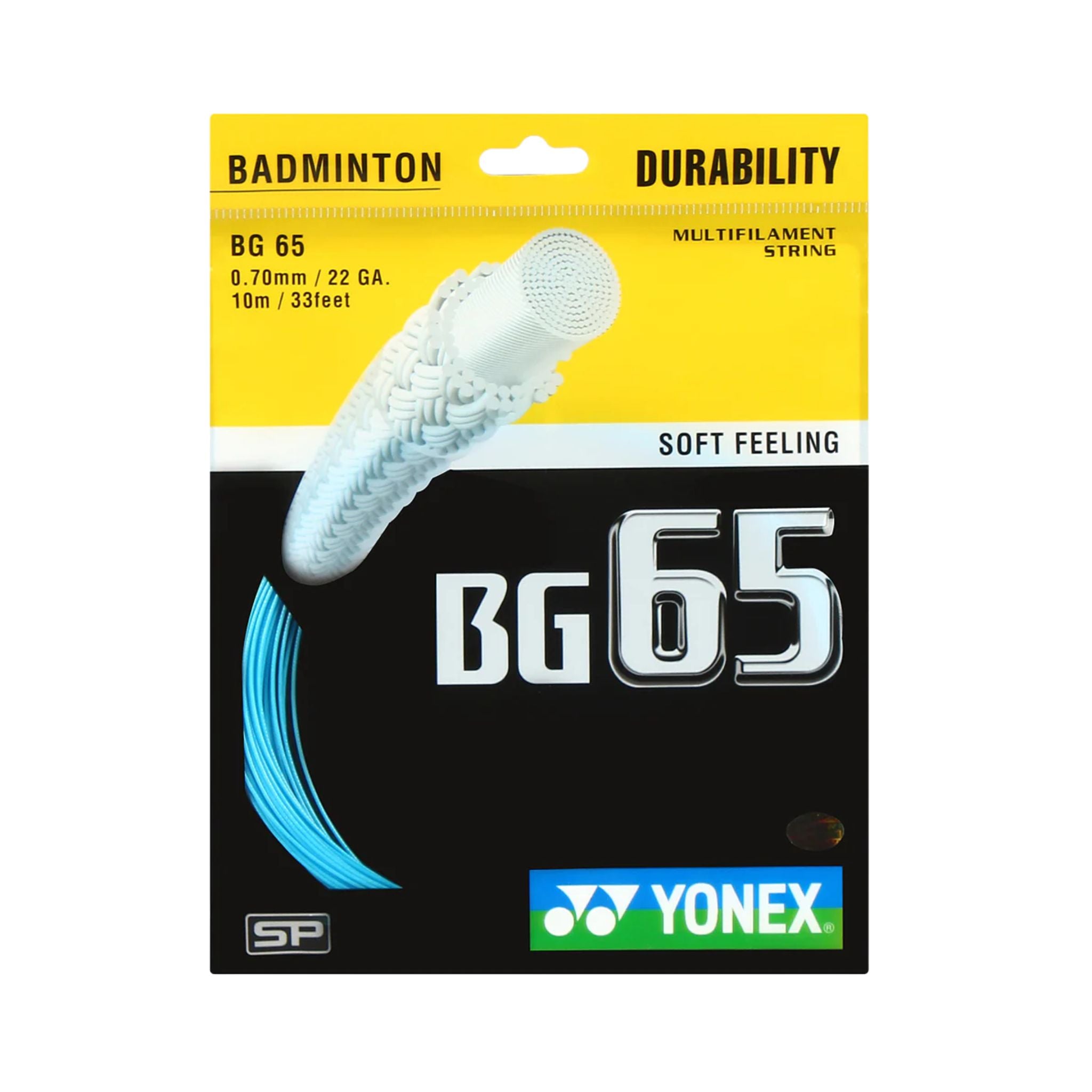 Yonex BG 65 Badminton String - High Performance Synthetic Gut for Power & Control - Perfect for Tournament Play & Training Sessions