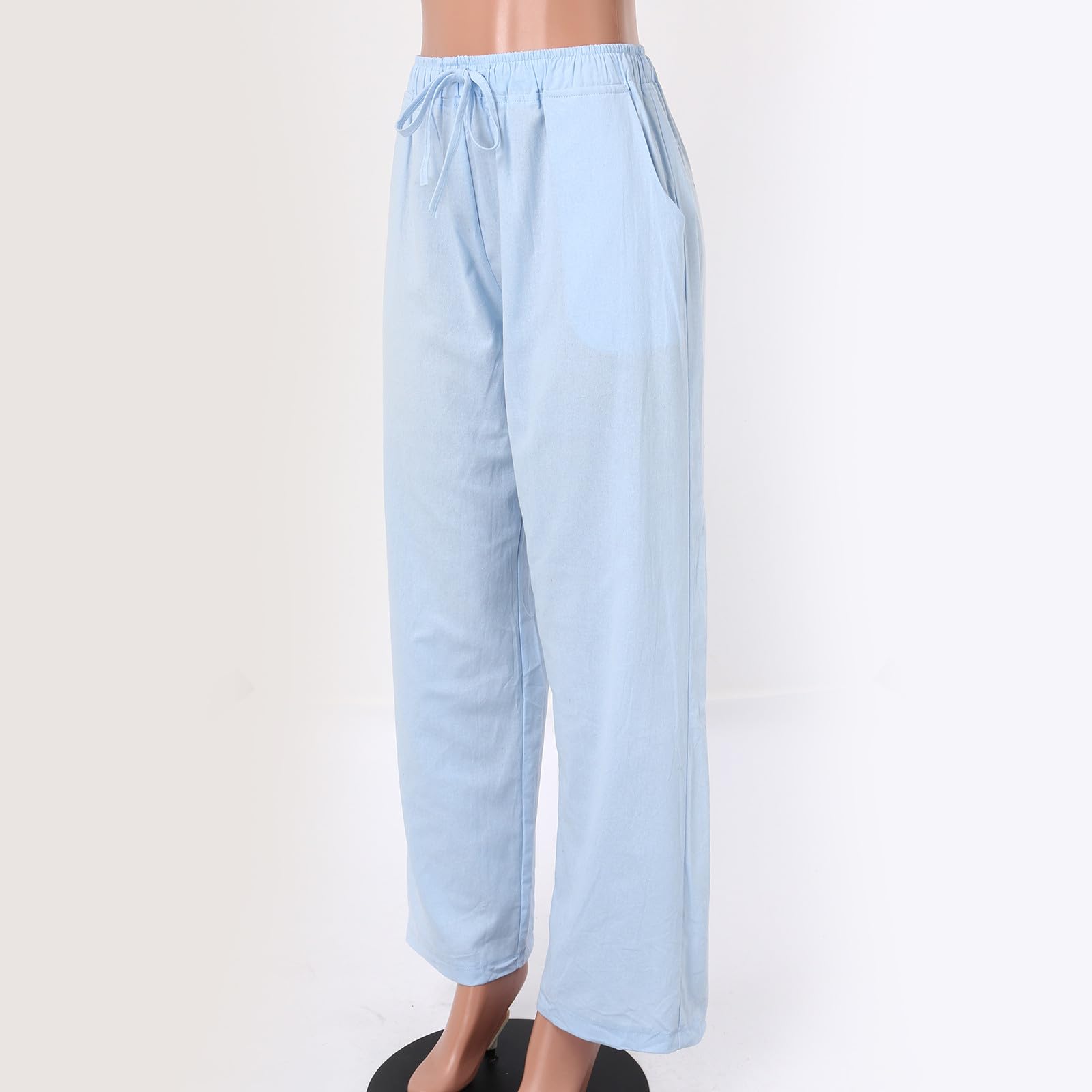 NLOMOCT Women's Linen Cropped Pants - Casual Wide Leg Capri Pants with Tulip Hem | Summer Breathable Tapered Pants for Beach, Travel & Office Wear