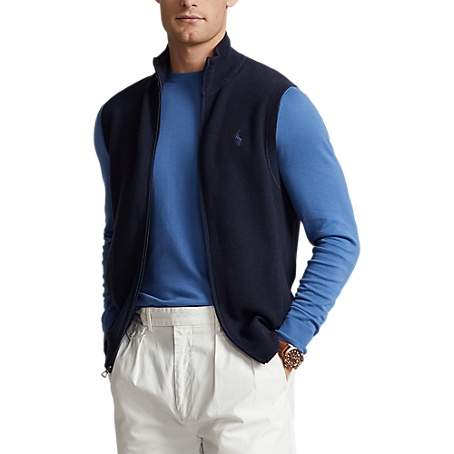 Men's Full Zip Fleece Sweater Vest - Lightweight Warm Layering for Outdoor Hiking & Casual Wear