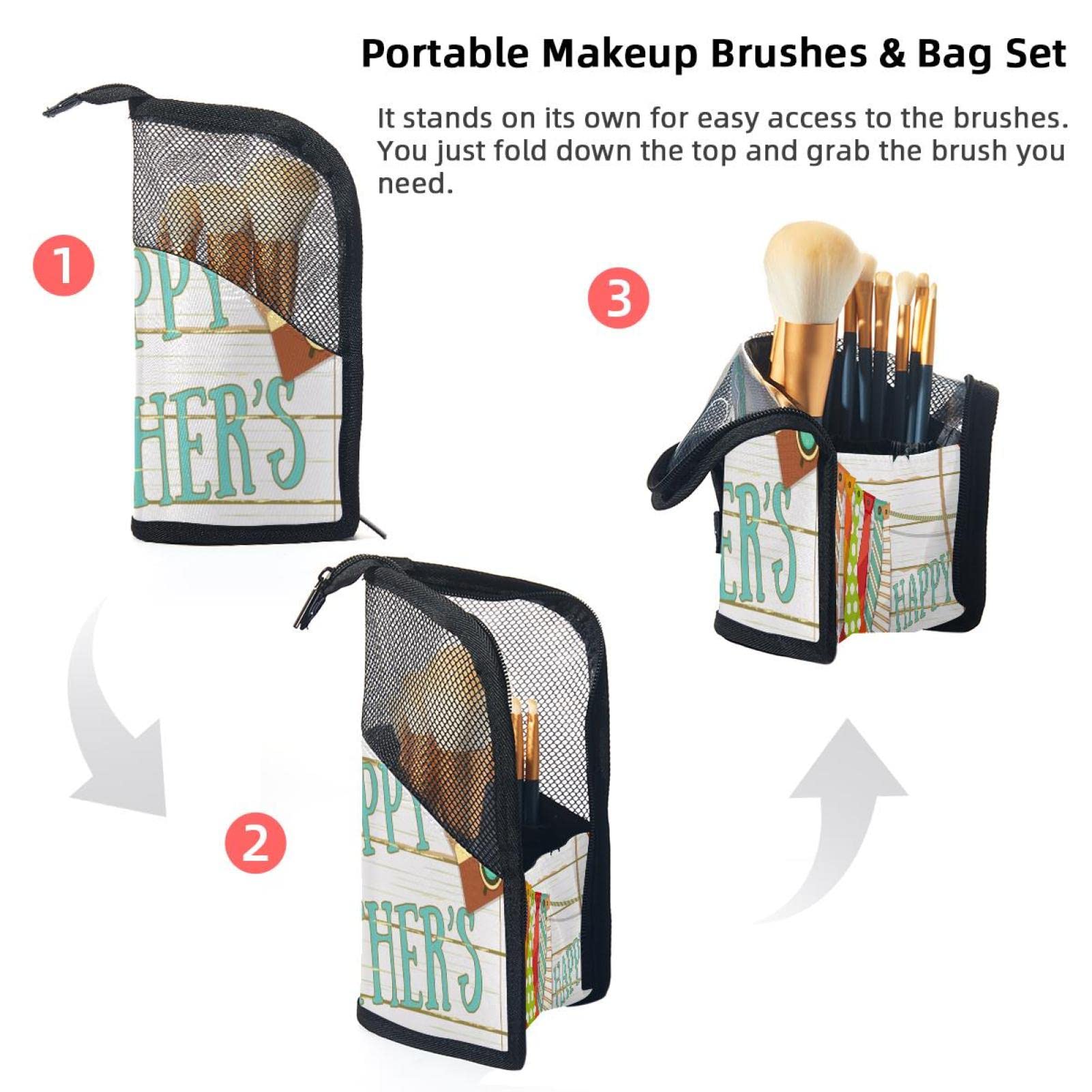 12-Piece Makeup Brush Organizer Bag - Portable Travel Cosmetic Brush Holder Case for Professional & Home Use - Perfect for Father's Day Gifts, Makeup Artists & Beauty Enthusiasts