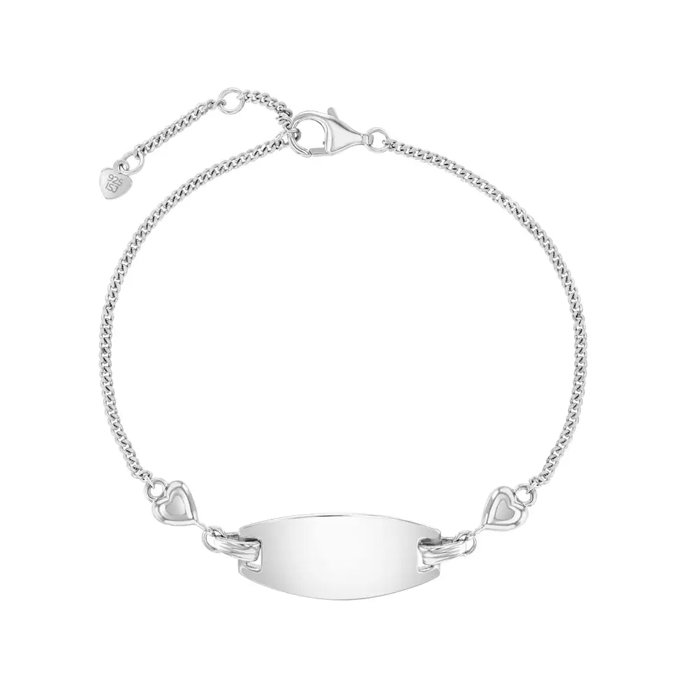 Personalized Kids' Sterling Silver Heart ID Bracelet - Engravable Name Tag for Children's Safety & Identification - Perfect for School, Travel & Everyday Wear