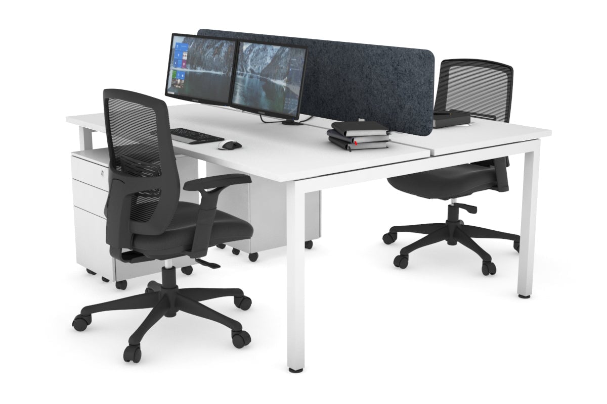 Quadro Square Legs 2 Person Office Workstation Desk - 1200L x 700W Modern Shared Workspace Solution for Home & Business Offices
