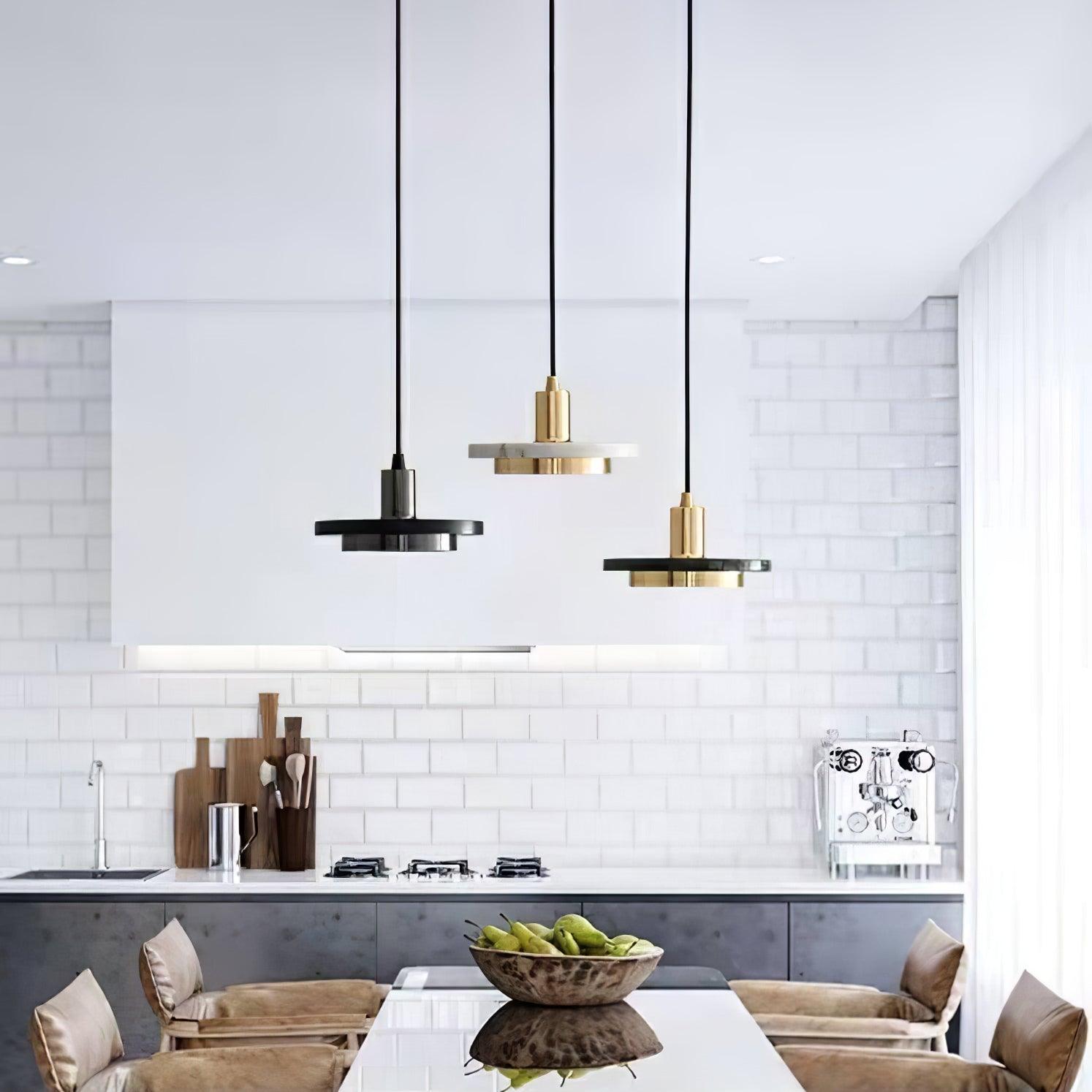Modern Double Circle Pendant Light Fixture - Industrial Style Ceiling Lamp for Dining Room, Kitchen, Living Room & Bedroom