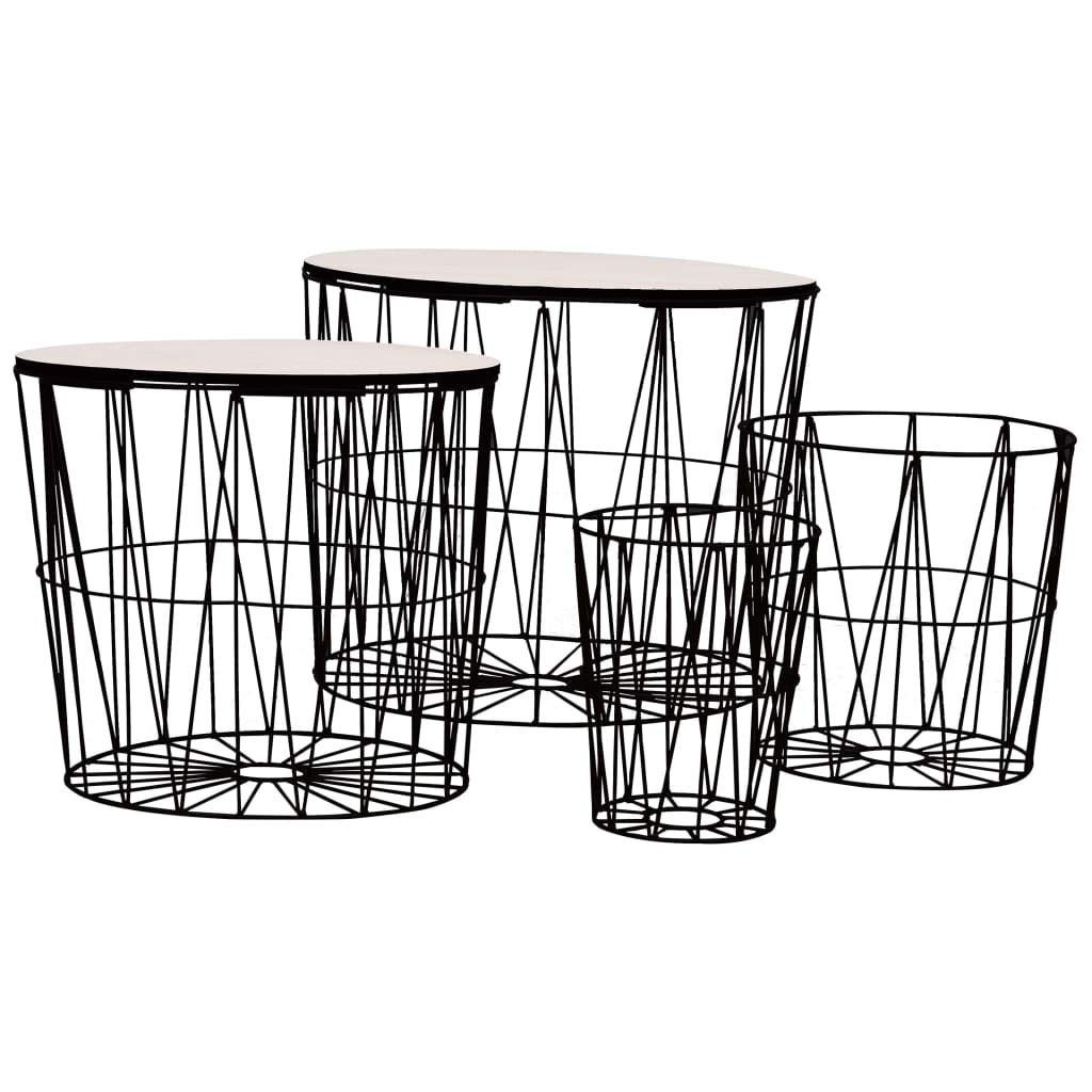 FAMIROSA Modern Coffee Table Set of 4 - Black Wooden Living Room Furniture for Home Decor | Perfect for Living Room, Lounge, Office & Small Spaces