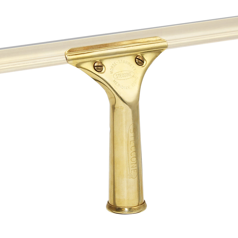 Premium Steccone Brass Squeegee Handle - Heavy Duty Window Cleaning Tool for Glass, Shower Doors & Car Windows - Professional Grade Brass Construction for Durability & Smooth Operation