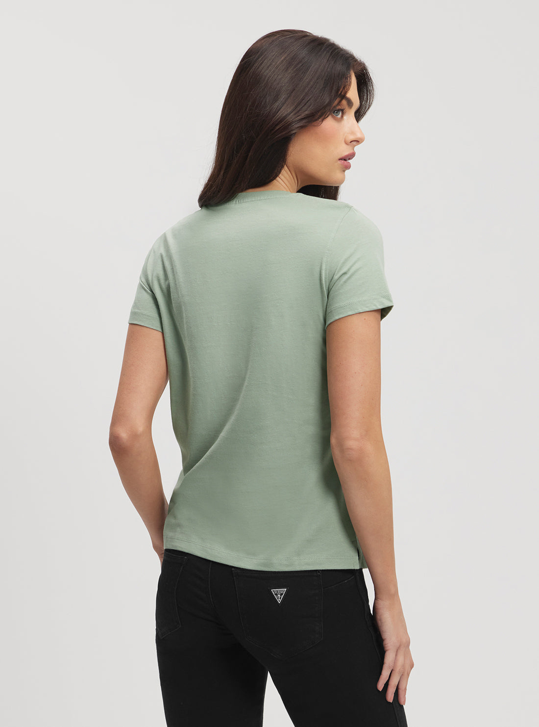 Eco-Friendly Green Sequins Logo T-Shirt for Women - Sustainable Fashion for Casual Wear & Parties