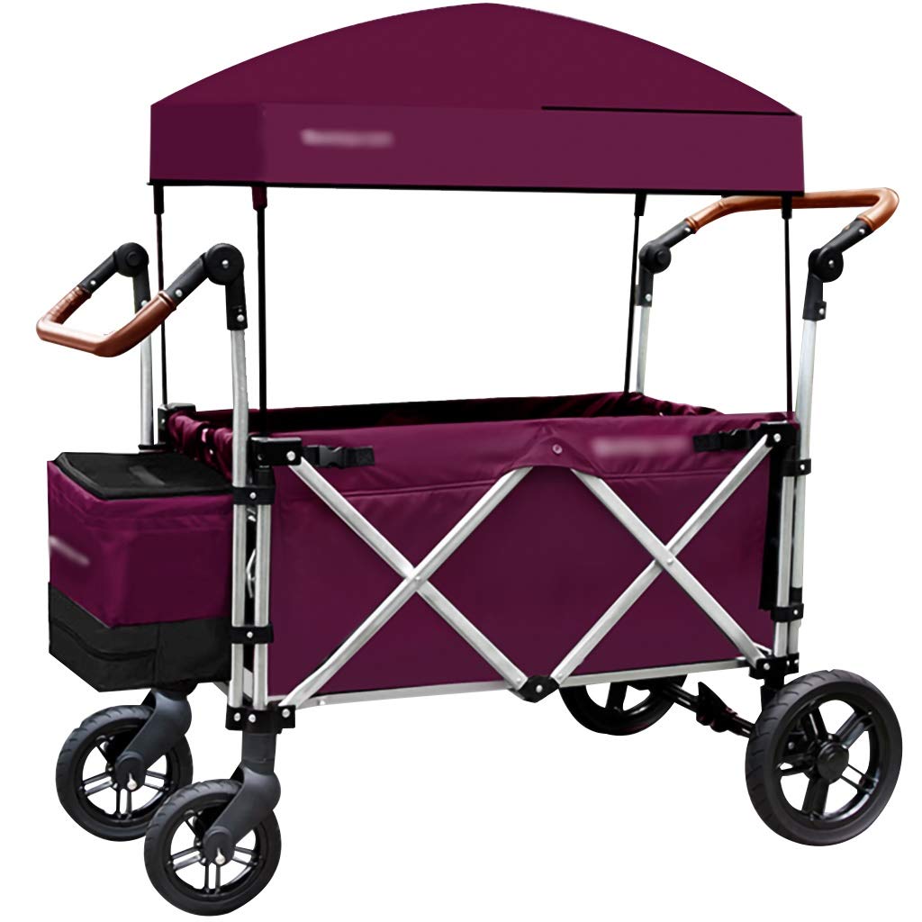 Heavy Duty Utility Cart with Shock Absorption - Large Capacity Hand Truck for Camping, Gardening & Outdoor Use - Detachable Wheels, Sun Canopy & 5-Point Seat Belt - 220lbs Load Capacity - Perfect for Beach Trips, Farmers Markets & Home Improvement Projects