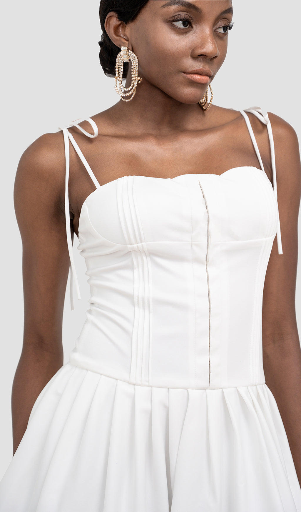 ALINA White Pleated Mini Dress - Elegant Party & Cocktail Outfit for Women | Perfect for Weddings, Dates & Night Out