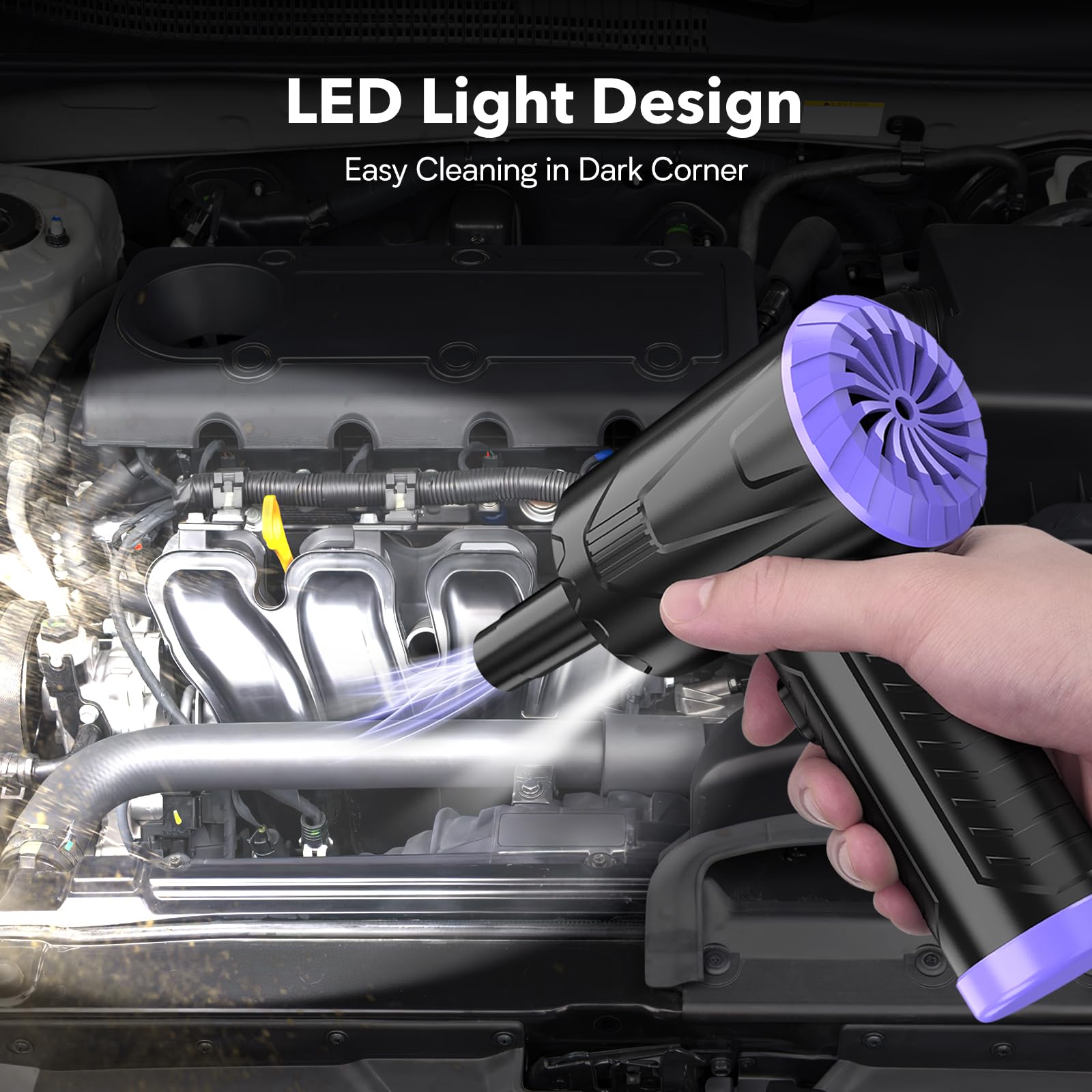 110,000 RPM Cordless Electric Air Duster - Rechargeable Keyboard & PC Cleaner for Dust Removal | Powerful Computer Blower for Electronics, Laptops, Gadgets & Workspaces (Purple)