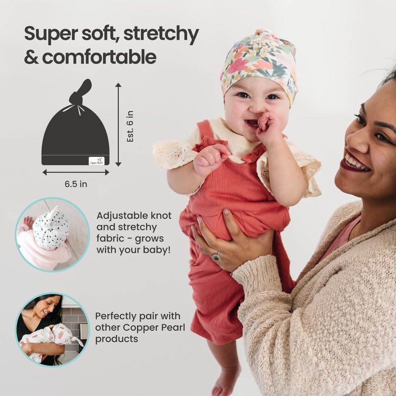 Copper Pearl Baby Beanie Hat - Soft Stretchy Top Knot Beanie for Boys 'Scout' - Perfect for Newborns, Infants & Toddlers in Winter & Outdoor Activities