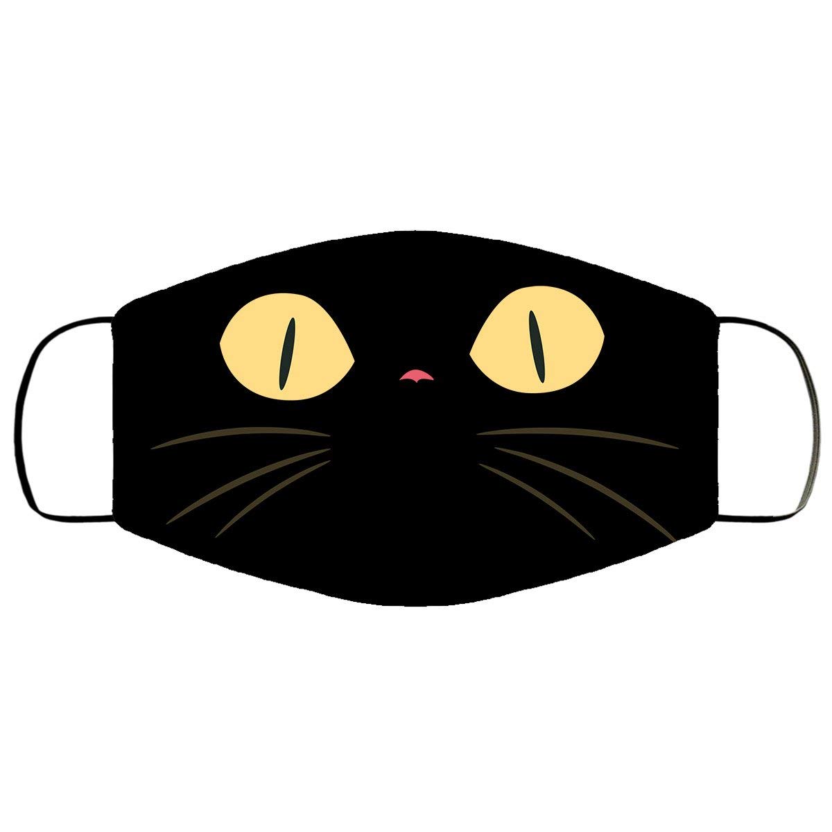 Black Cat Face Mask - Washable & Reusable Cat Lover Mask for Adults - Perfect for Halloween, Cosplay, and Everyday Wear