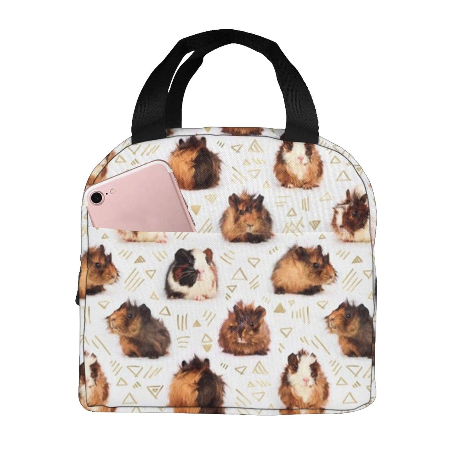 Insulated Lunch Bag for Women & Men - Reusable Tote Lunch Box with Cute Guinea Pig Design - Perfect for Work, School, Picnics & Travel