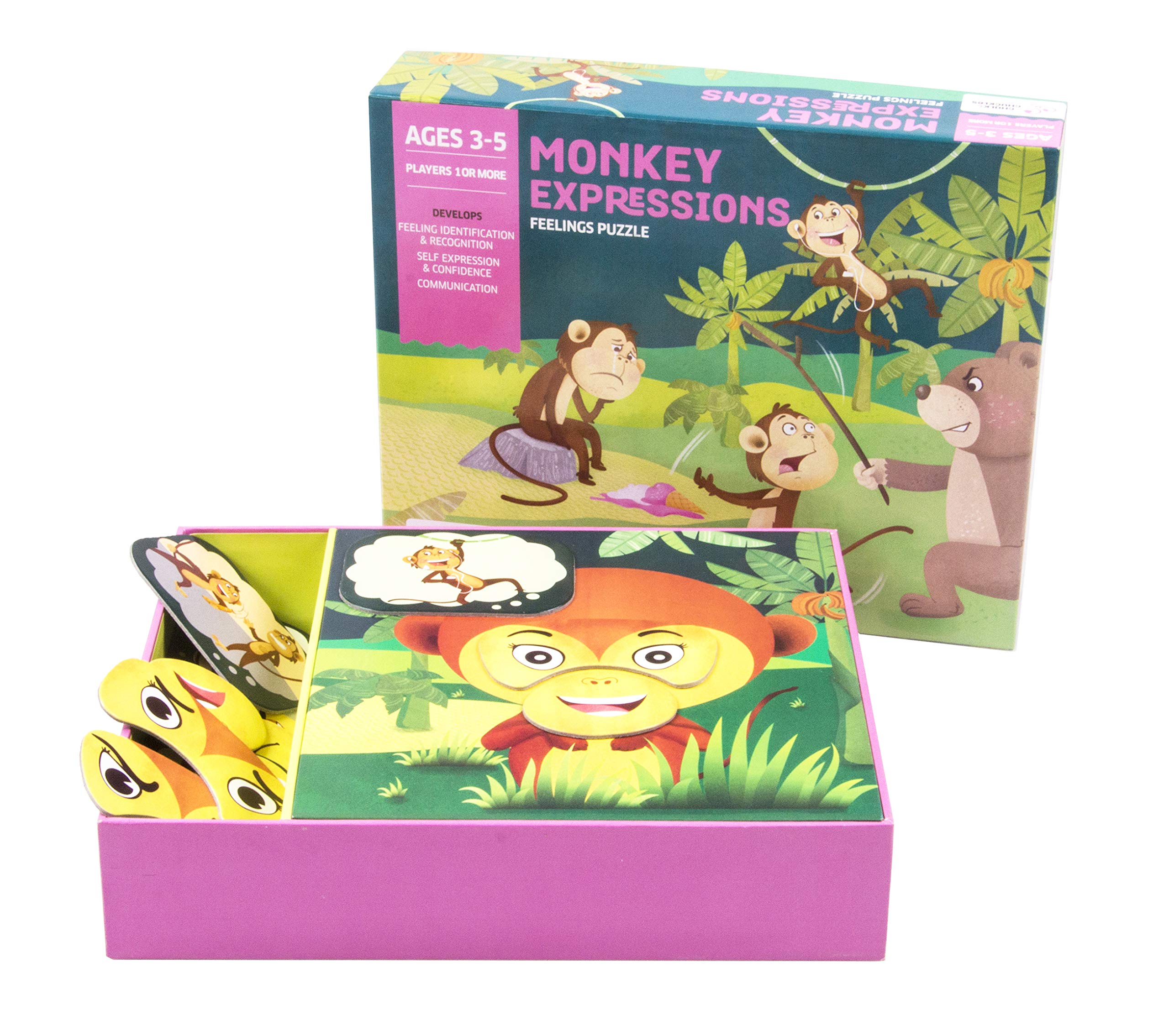 Chalk and Chuckles CC-001 Monkey Expressions Board Game - Fun Family Game for Kids & Adults, Educational Emotional Learning Toy for Preschool & Classroom Use