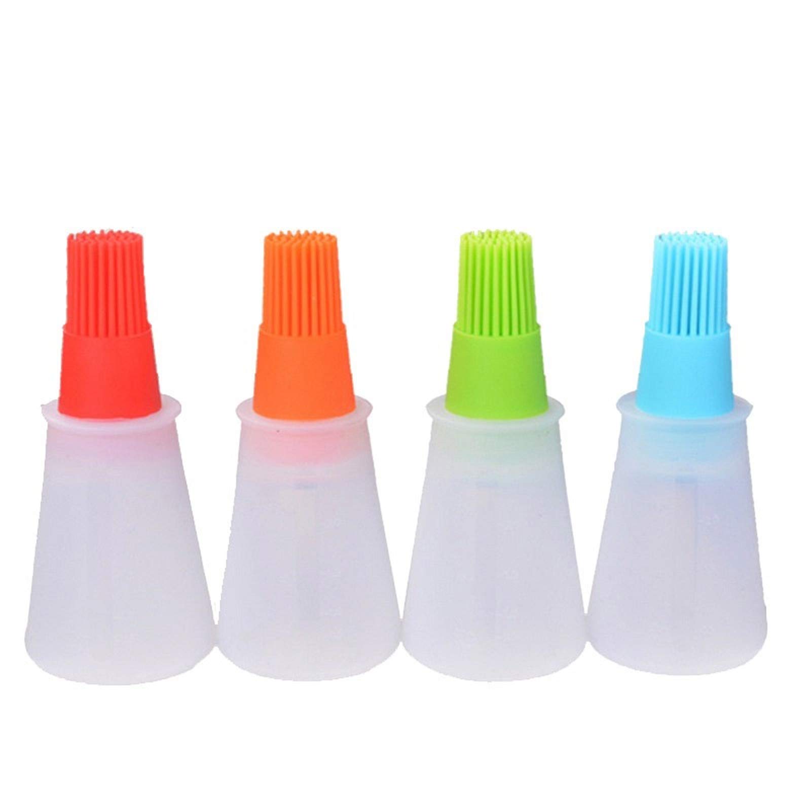 2Pcs Portable Silicone Oil Bottle with Brush - Durable BBQ Oil Brush for Grilling, Baking, and Pastry - Essential Kitchen and Barbecue Tools for Home Chefs