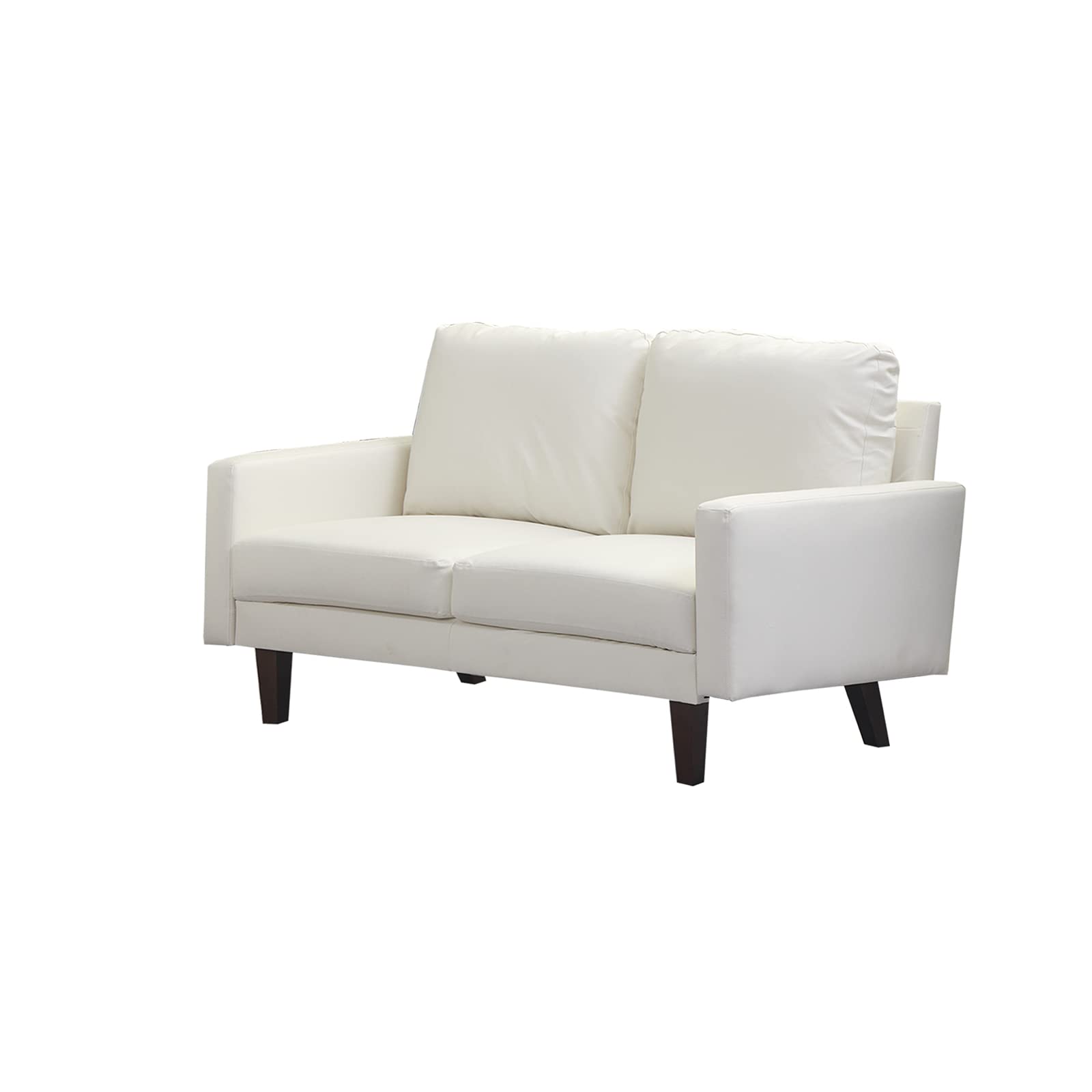 INSTORY PU Leather Loveseat Sofa - Modern 2-Seater Couch with Sturdy Wooden Legs, Comfortable Small Sofa for Living Room, Office & Bedroom - Beige | Perfect for Apartments, Dorms and Cozy Spaces