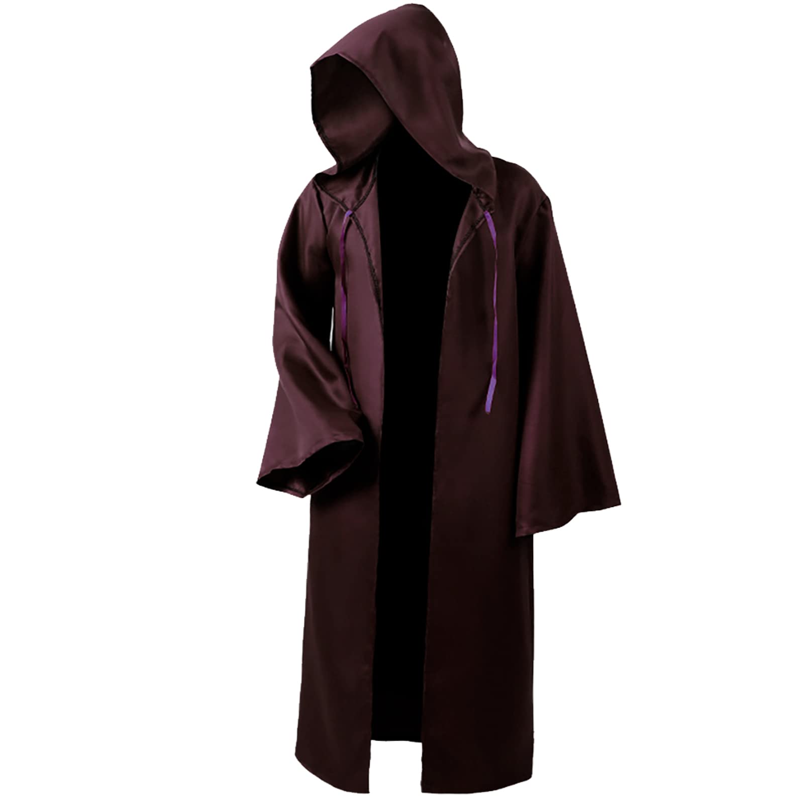 Maklulu Men's Hooded Tunic Robe - Medieval Knight Cosplay Costume for Halloween, Renaissance Fair & LARP | Cool Fancy Cloak & Cape for Theatrical Performances