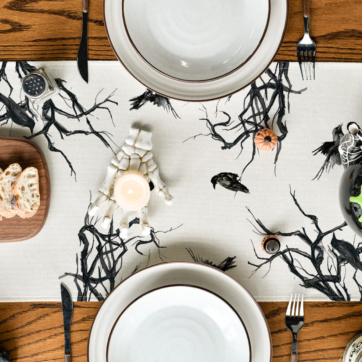 Artoid Mode Silhouette Tree Crows Halloween Table Runner - 13x108 Inch Fall Branches Kitchen Dining Table Decoration for Outdoor Home Party | Perfect for Halloween Decor, Thanksgiving Dinner, Autumn Centerpiece & Seasonal Home Decor