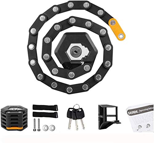 Tokenhigh Foldable Bike Lock - Portable & Compact Bicycle Security Chain with Mounting Bracket - Heavy Duty Anti-Theft Protection for Mountain Bikes, Road Bikes, BMX & MTB - Perfect for Urban Commuting, Cycling Trips & Outdoor Adventures