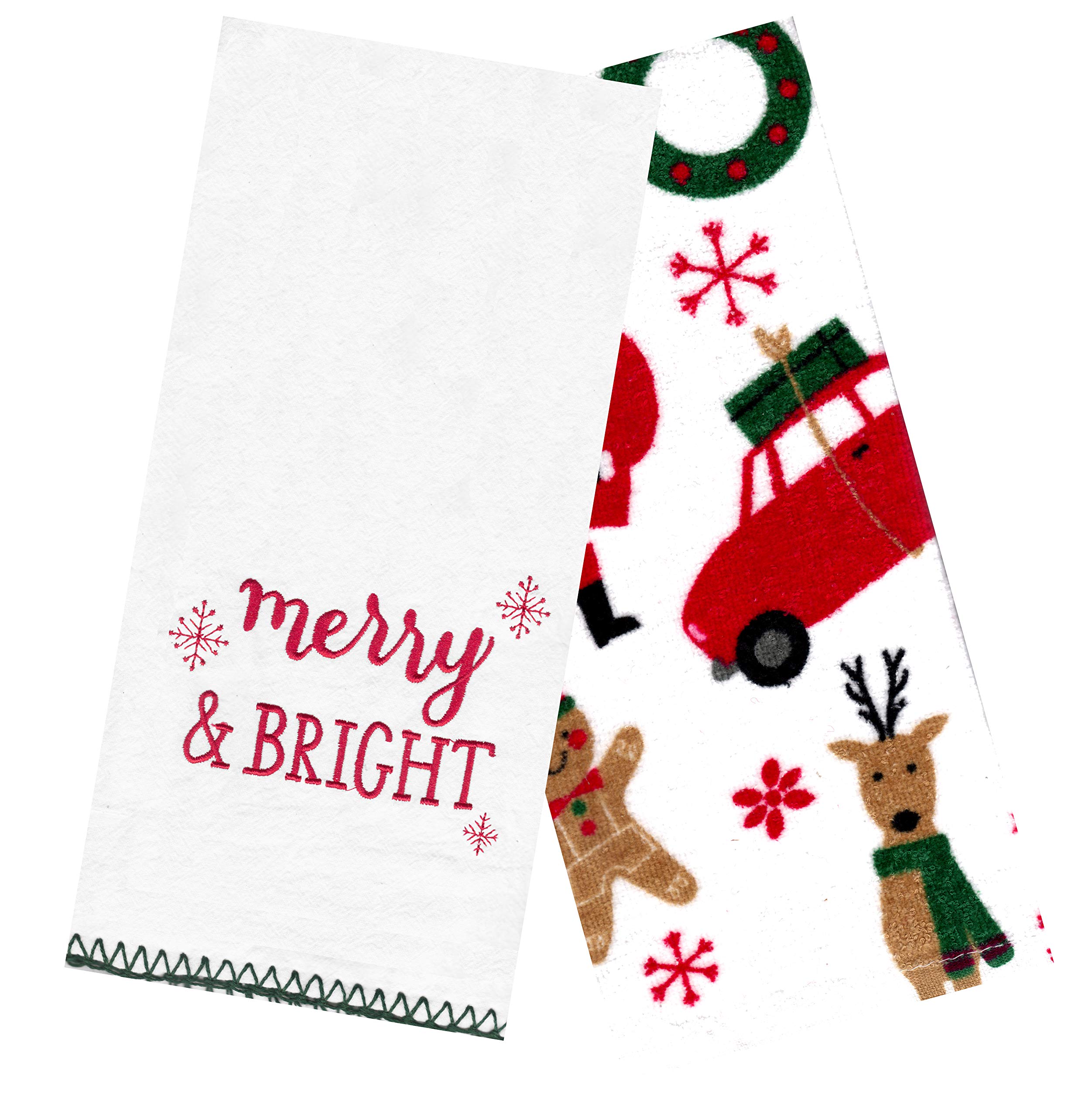 Merry & Bright Holiday Kitchen Towels - Christmas Themed Dish Towels for Festive Decor & Holiday Cooking - Perfect for Holiday Parties, Baking & Home Decor