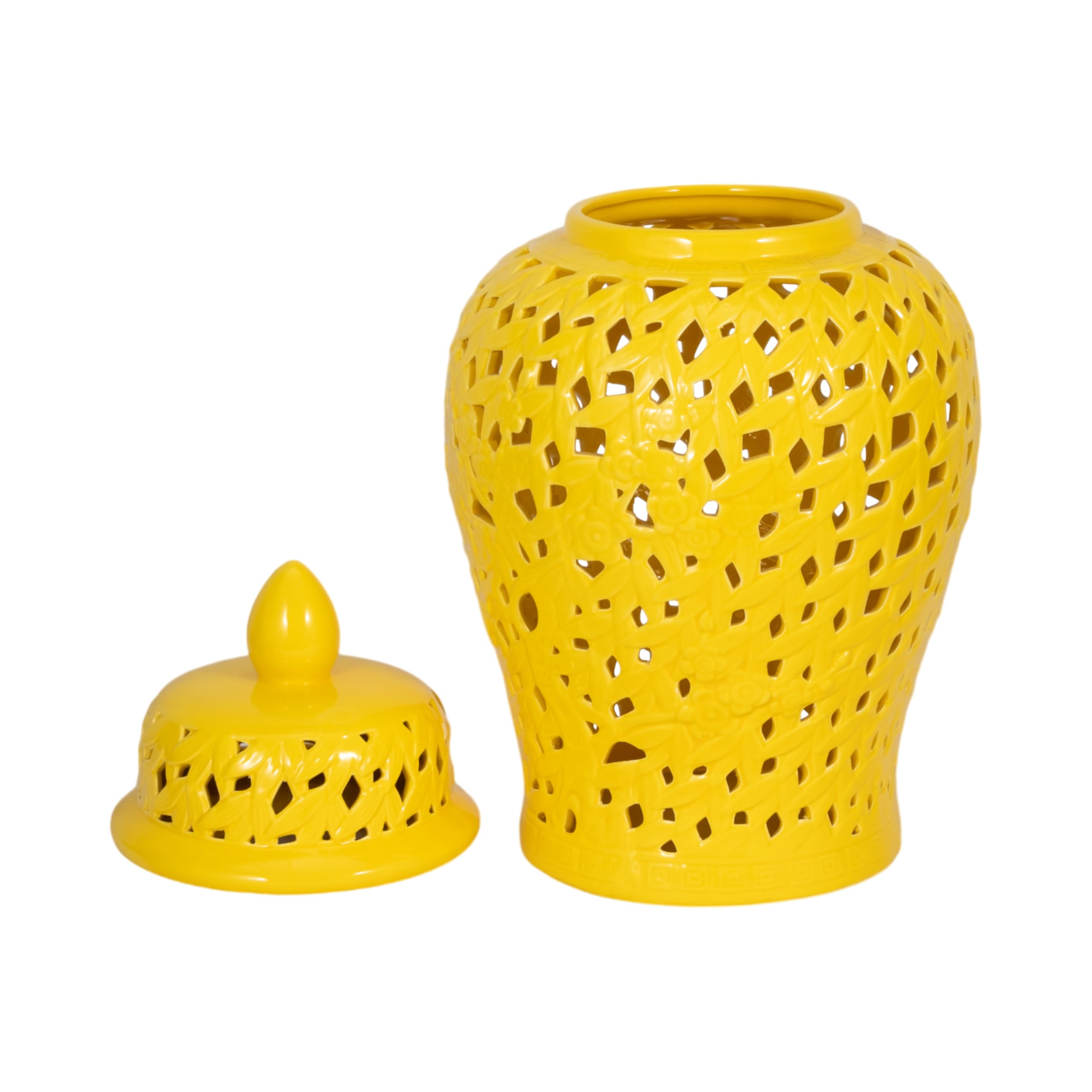 Sagebrook Home Ceramic Cutout Vase - Elegant Decorative Jar for Living Room, Bedroom, Bathroom | Perfect for Floral Arrangements, Candle Holders & Home Decor Accents