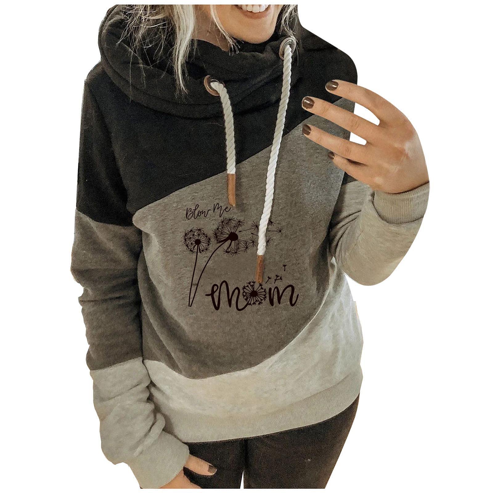 Women's Ultra Soft Turtleneck Pullover Sweatshirt - Long Sleeve Graphic Tee with Drawstring - Cozy Halloween Costume & Casual Winter Outfit for Everyday Wear