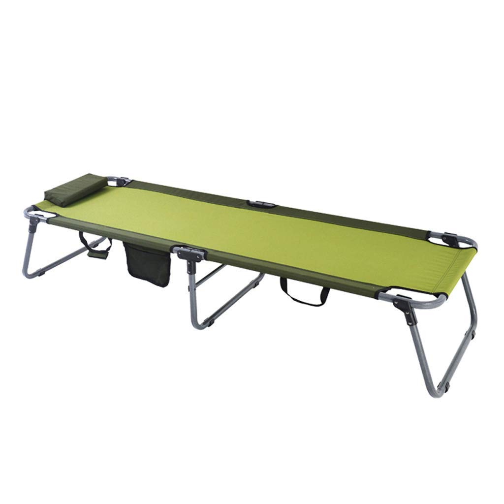 Portable Folding Bed Sun Lounger - Adjustable Camping Cot, Office Siesta Bed & Recliner Chair with Pillow - 224kg Weight Capacity - Perfect for Outdoor, Home, Hospital & Travel Use