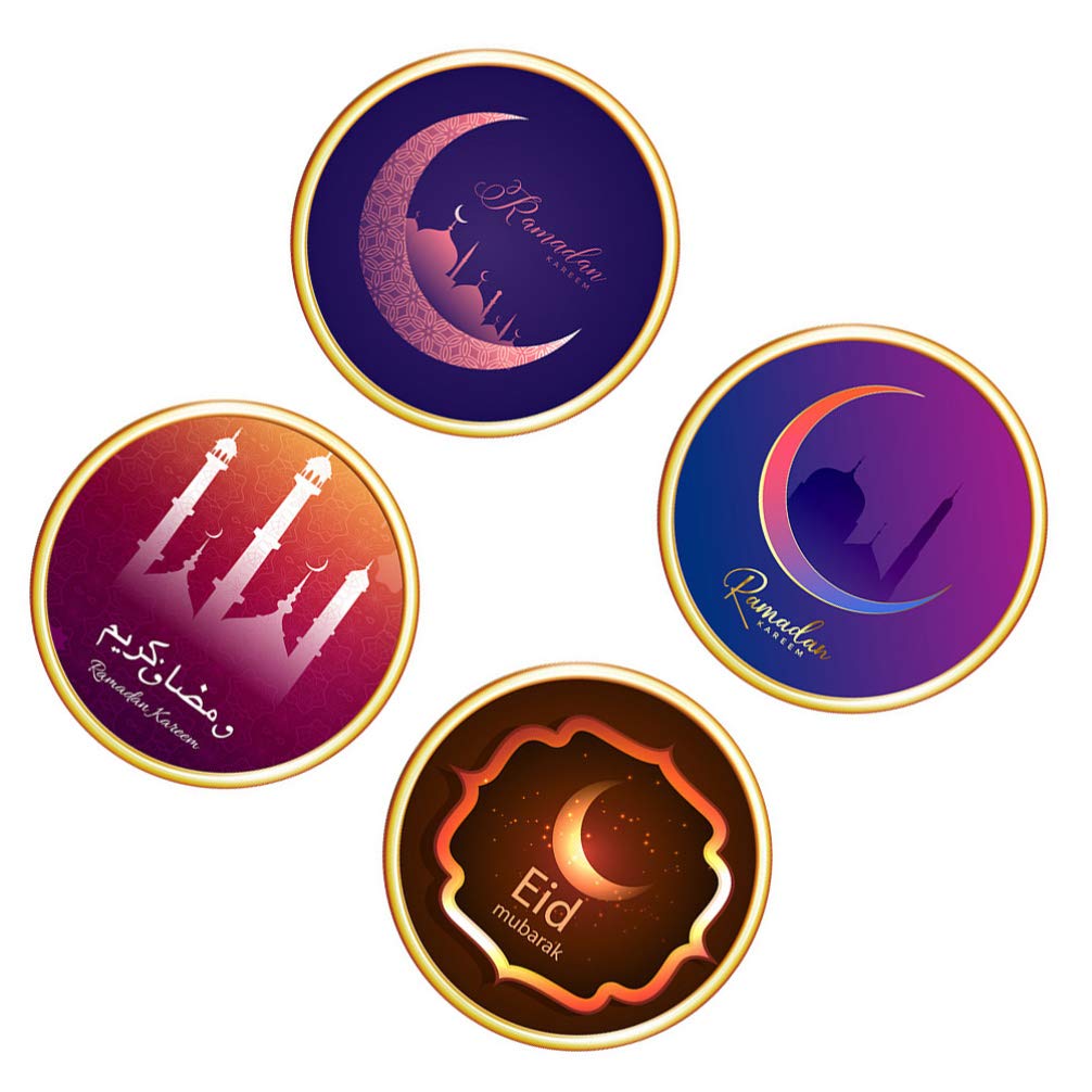 Kisangel 4 Pcs Ramadan Kareem Stickers - Eid Mubarak Decals for Wall Decor, Bedroom & Living Room - Islamic Festival Celebration Stickers for Home, Office & Party Decorations
