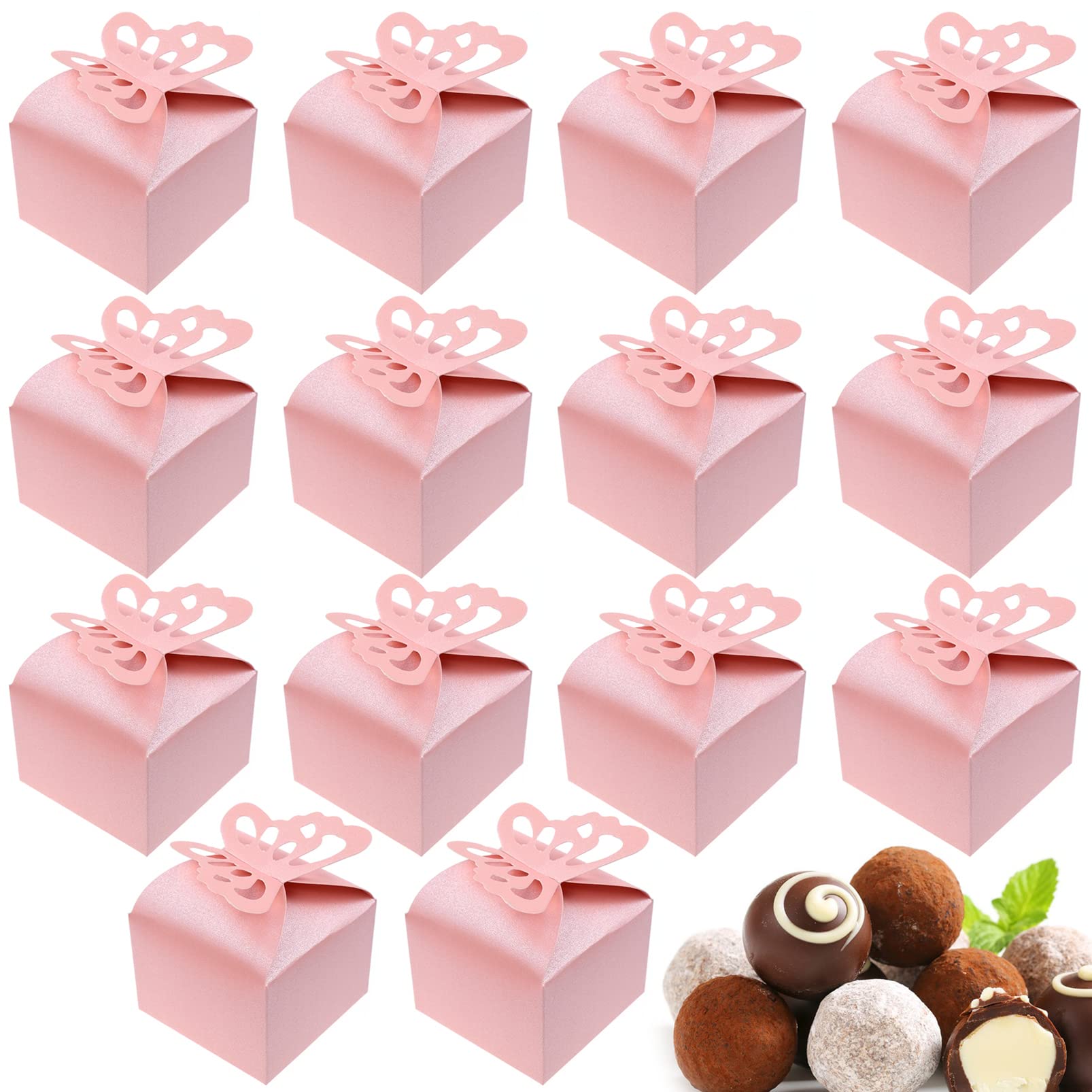 50 PCS Pink Butterfly Favor Boxes - Elegant Candy Gift Boxes for Birthday Parties, Baby Showers & Wedding Bridal Showers - Perfect for Chocolate Treats, Party Favors and Special Occasions